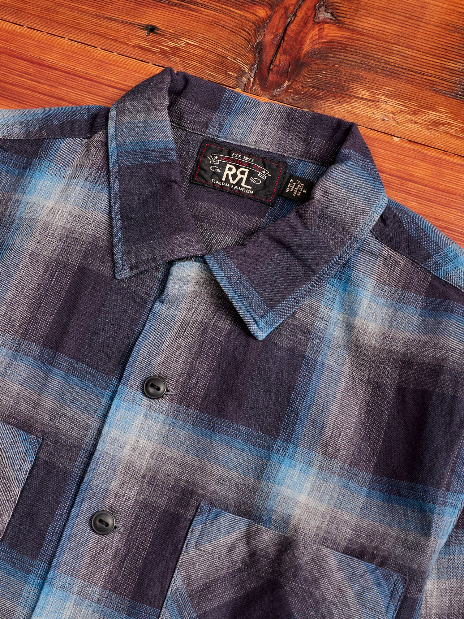 Jaspé Twill Camp Workshirt in Black/Blue - Image 3