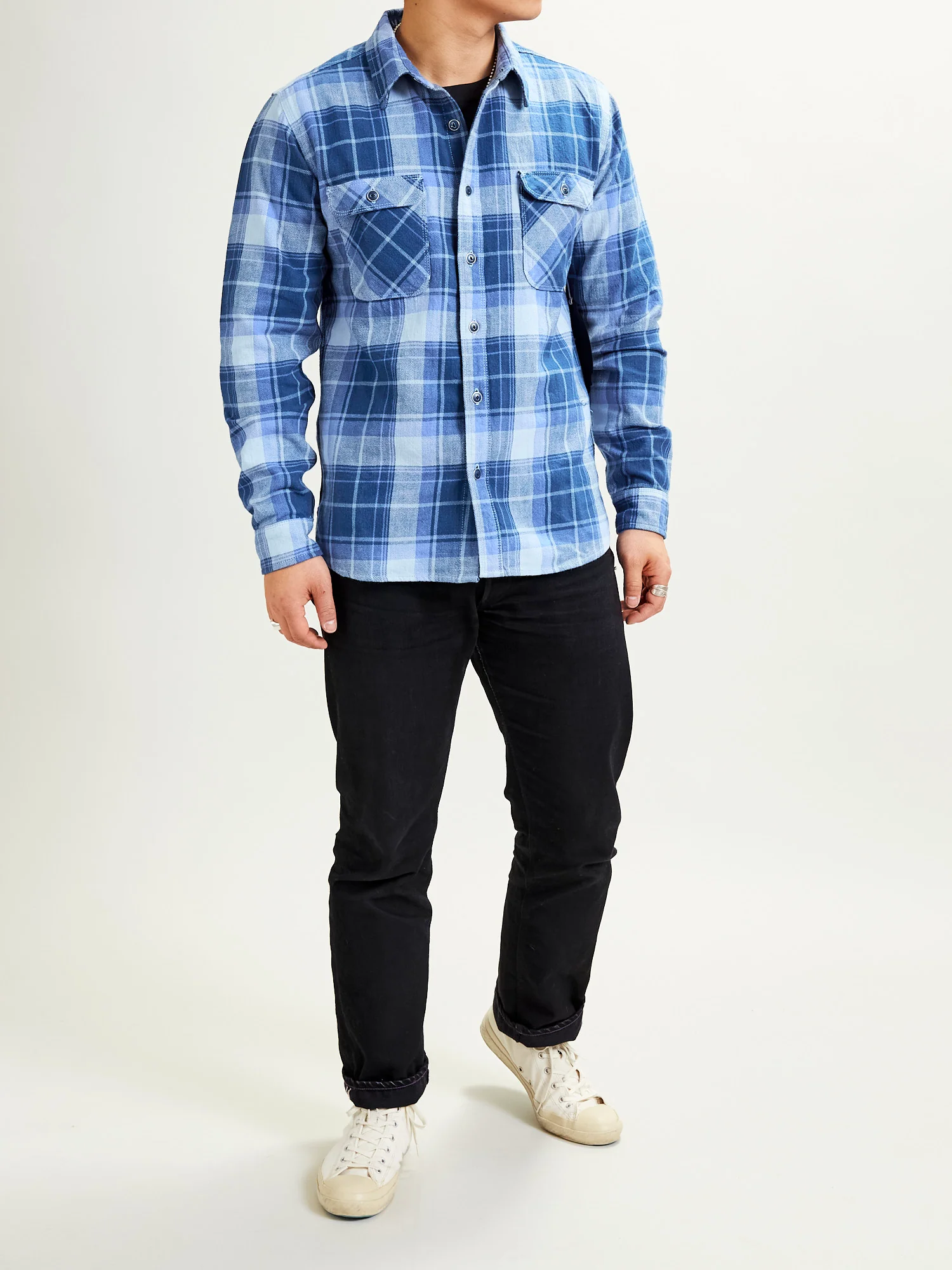 Jepson Work Shirt in Minaret Blue Plaid - Image 9
