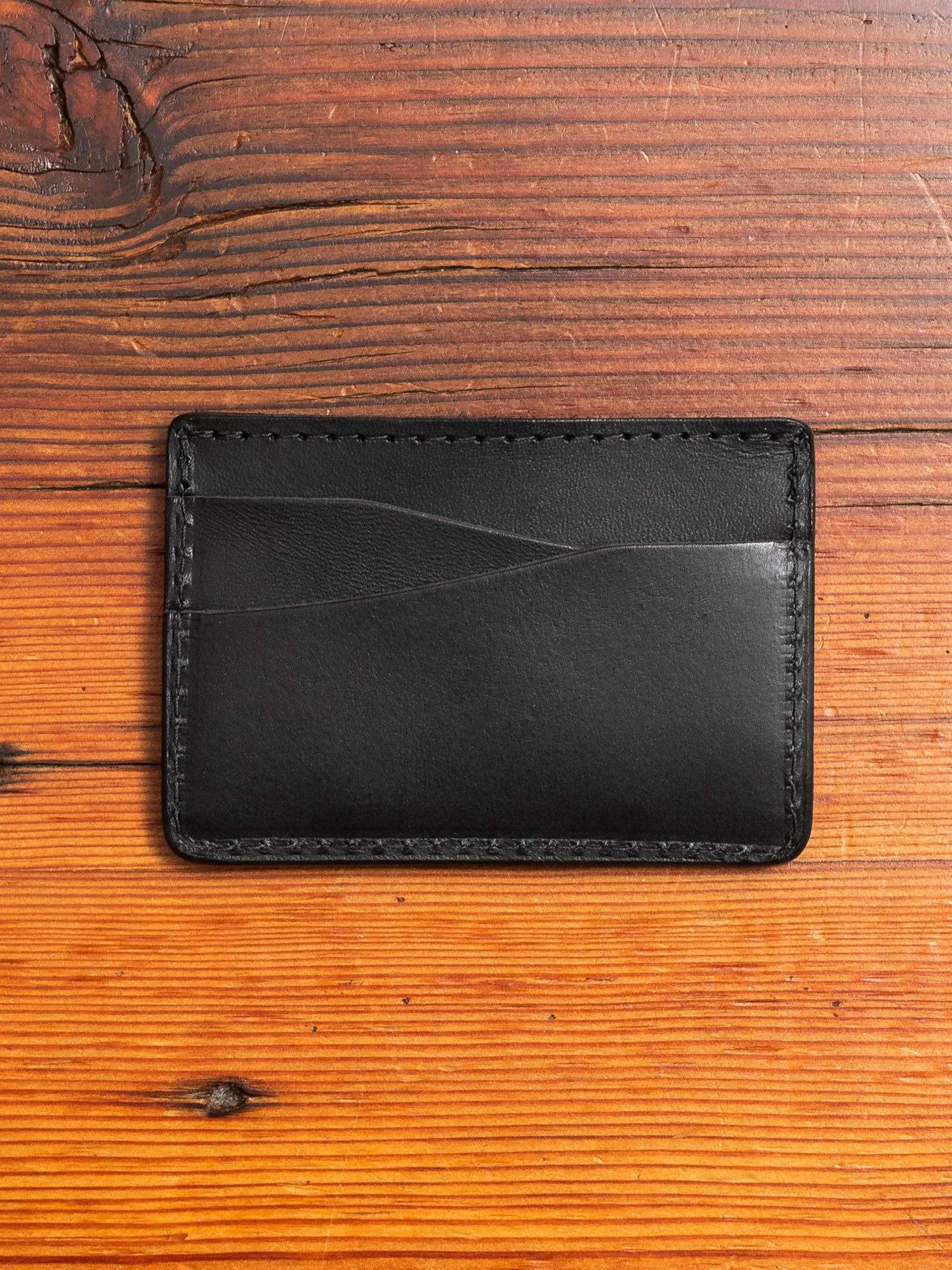 "Journeyman" Leather Card Wallet in Black - Image 4