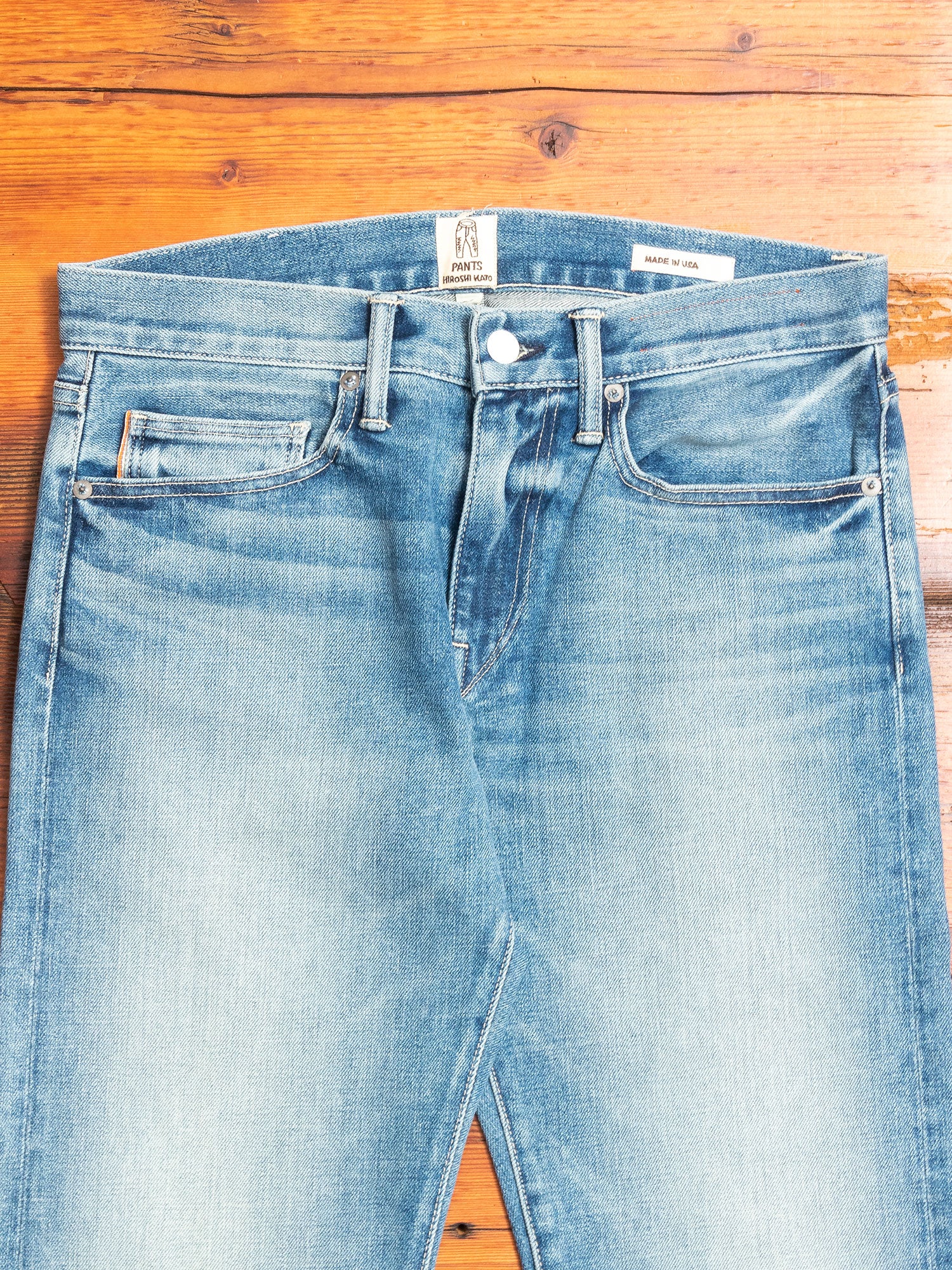 "Julian" 14oz Washed Indigo Stretch Selvedge Denim - Pen Slim - Image 4
