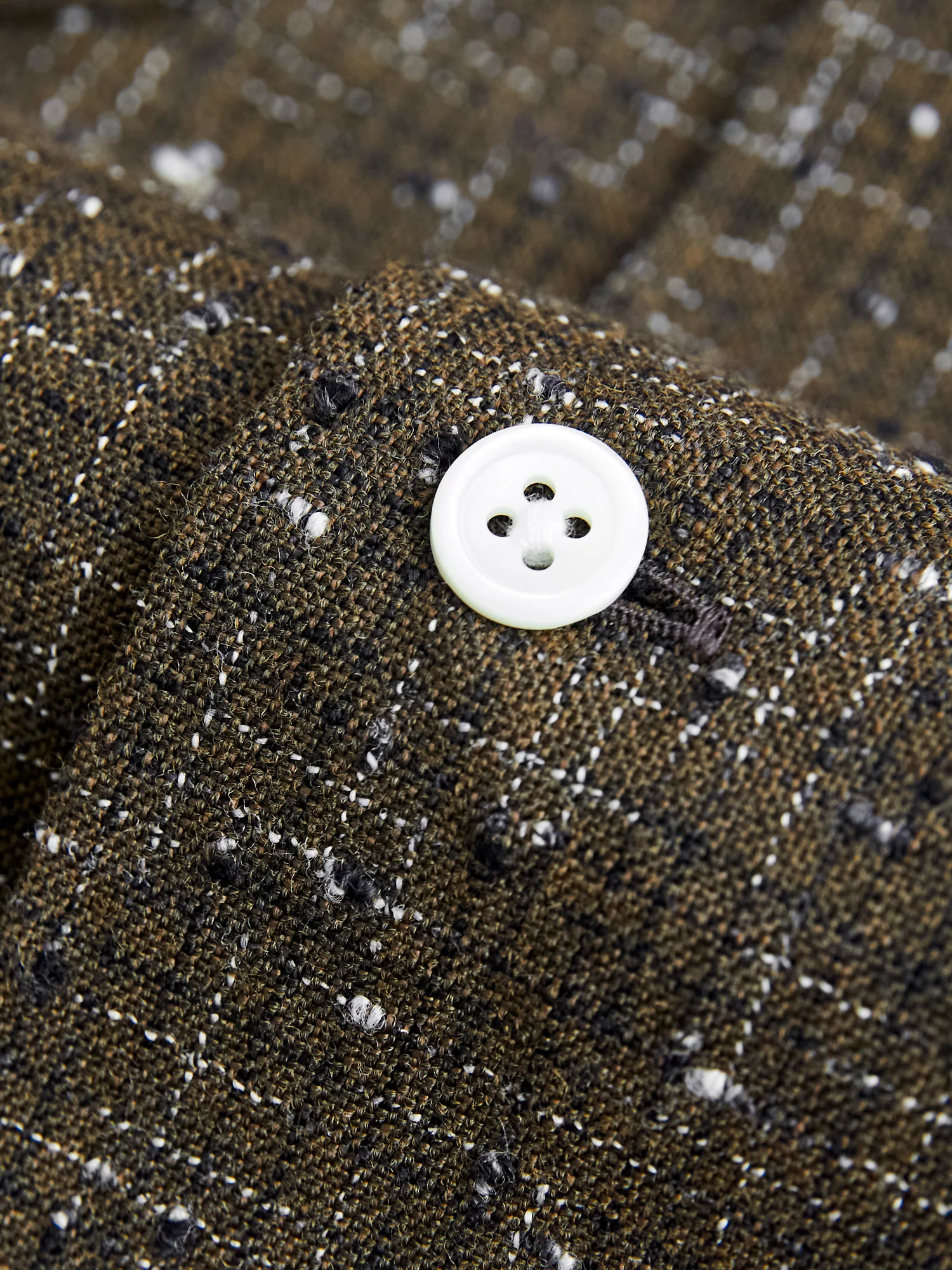 Kasuri Nep Open Collar Shirt in Olive - Image 6