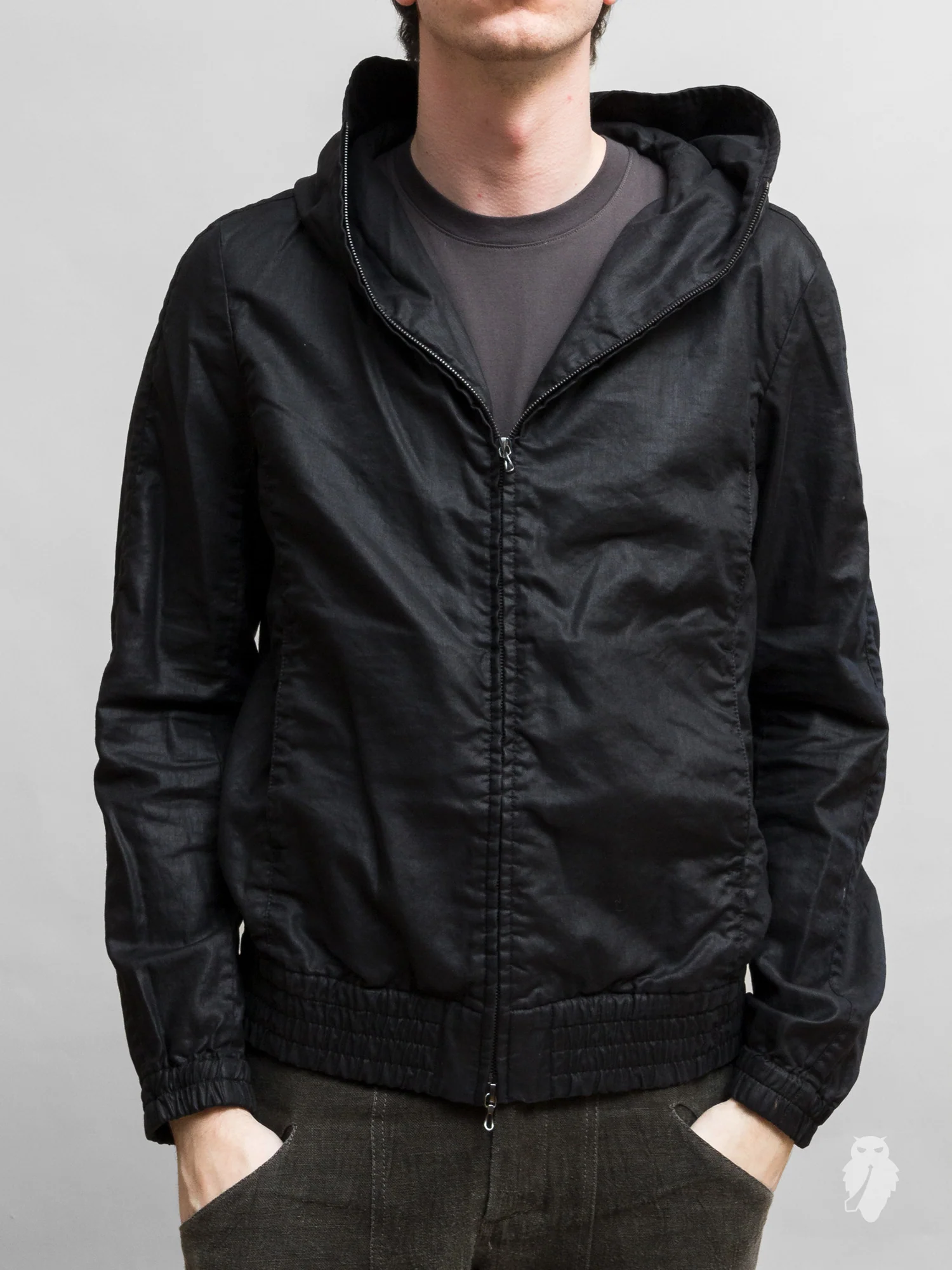 Tencel Zip-Up Hoodie in Black - Image 2