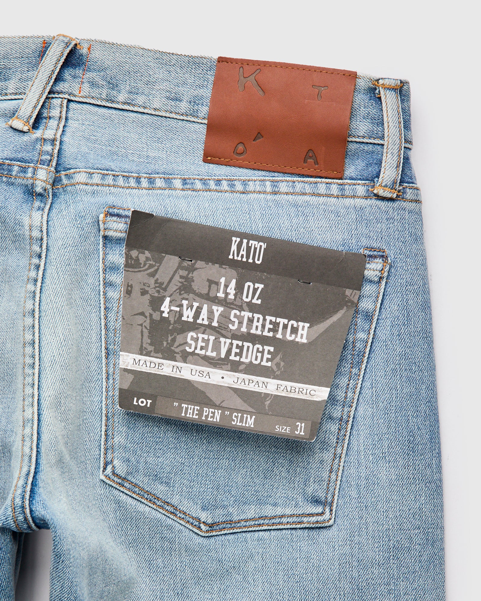 "Keith" 14oz Washed Indigo Stretch Selvedge Denim - Pen Slim - Image 3