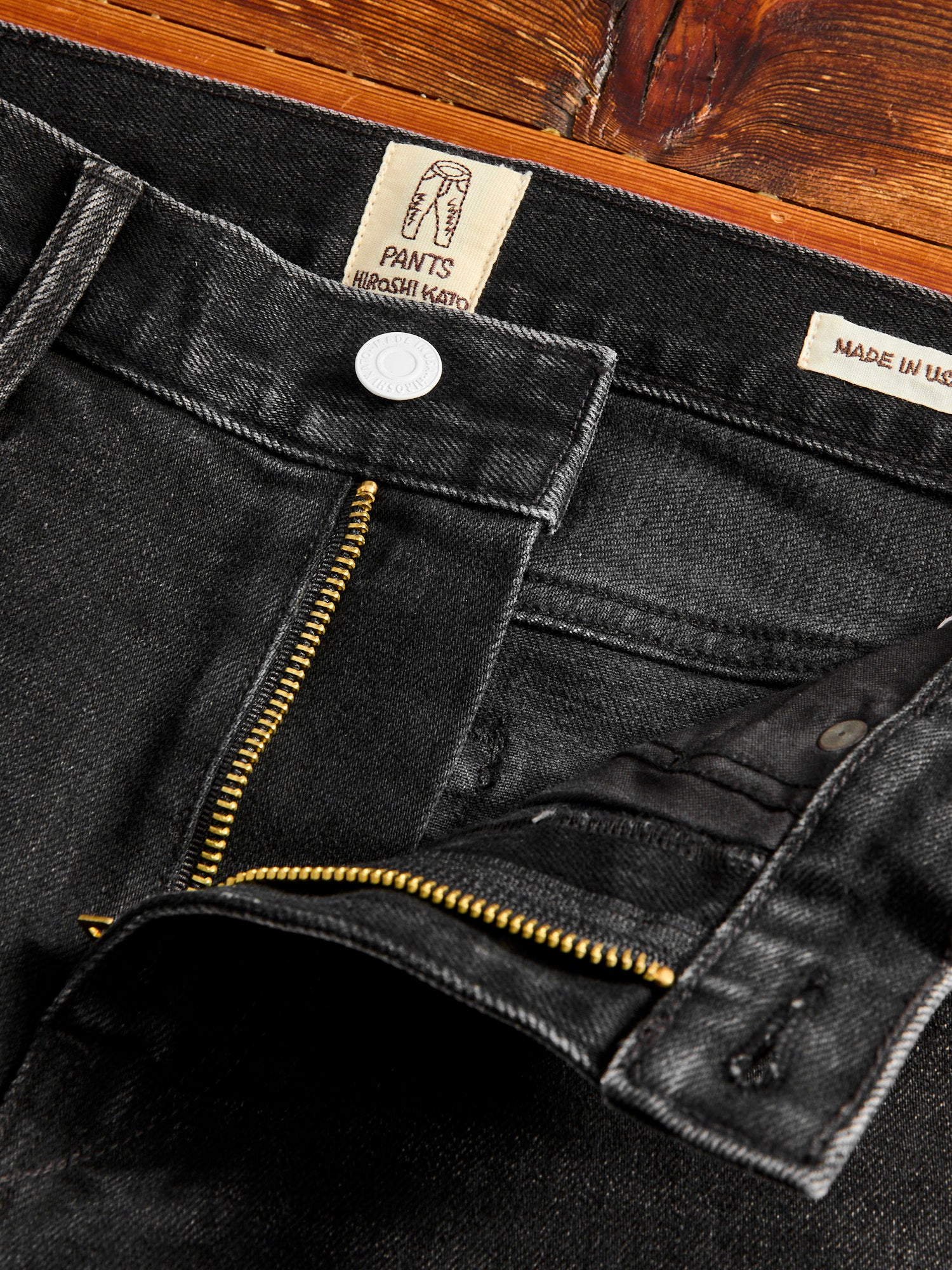 "Krist" 14oz Washed Black Stretch Selvedge Denim - Hammer Straight - Image 7