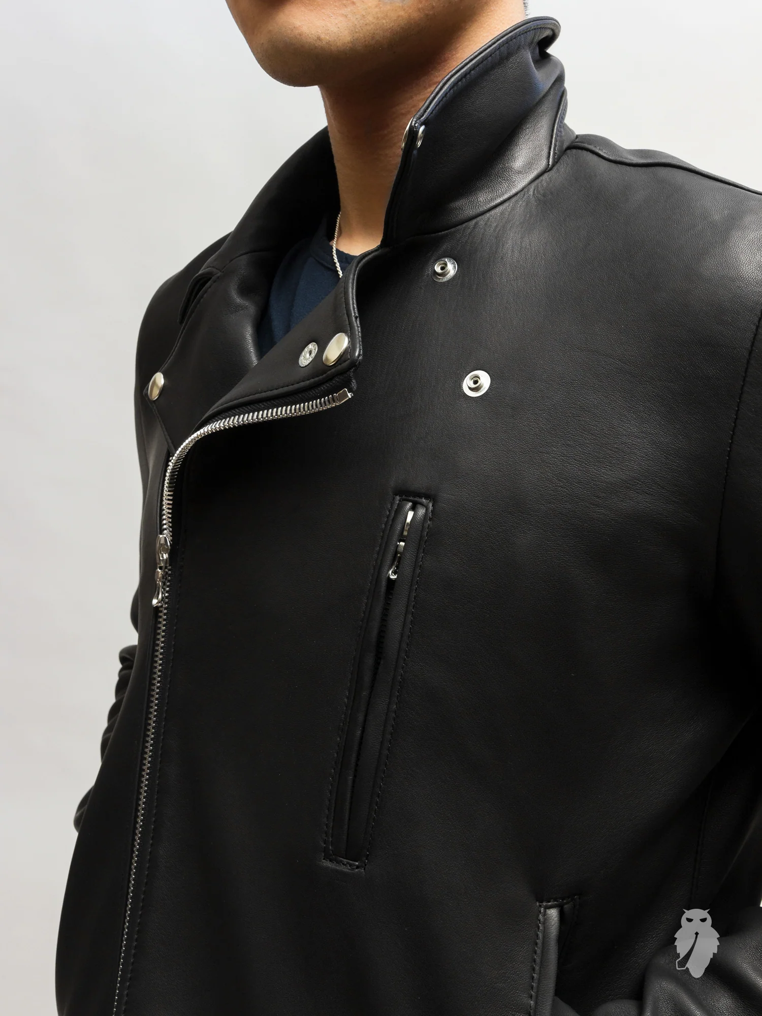Lamb Leather Double Rider Jacket in Black - Image 3