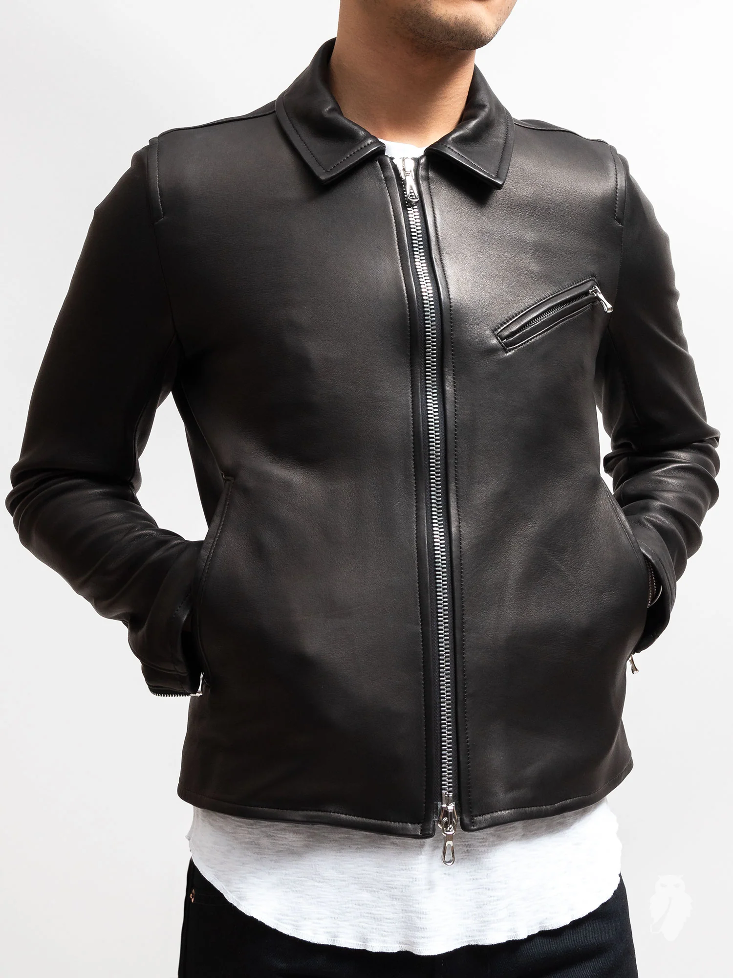 Lamb Leather Rider's Jacket in Black - Image 3