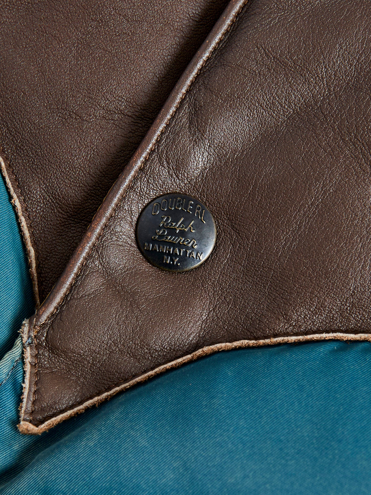 Leather Yoke Quilted Vest in Vintage Blue - Image 7