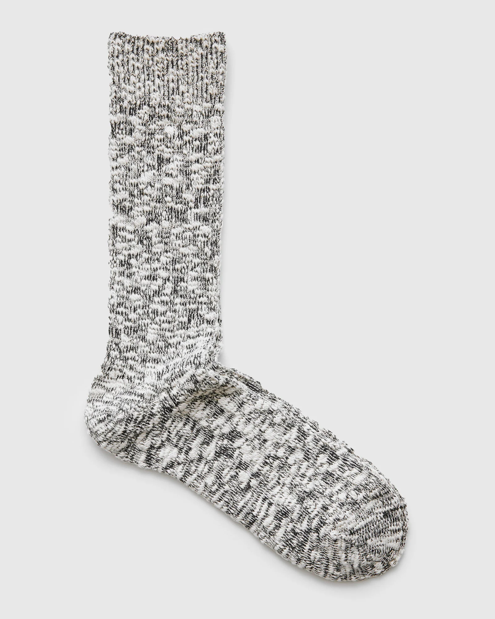 Light Slub Crew Sock in Black - Image 2