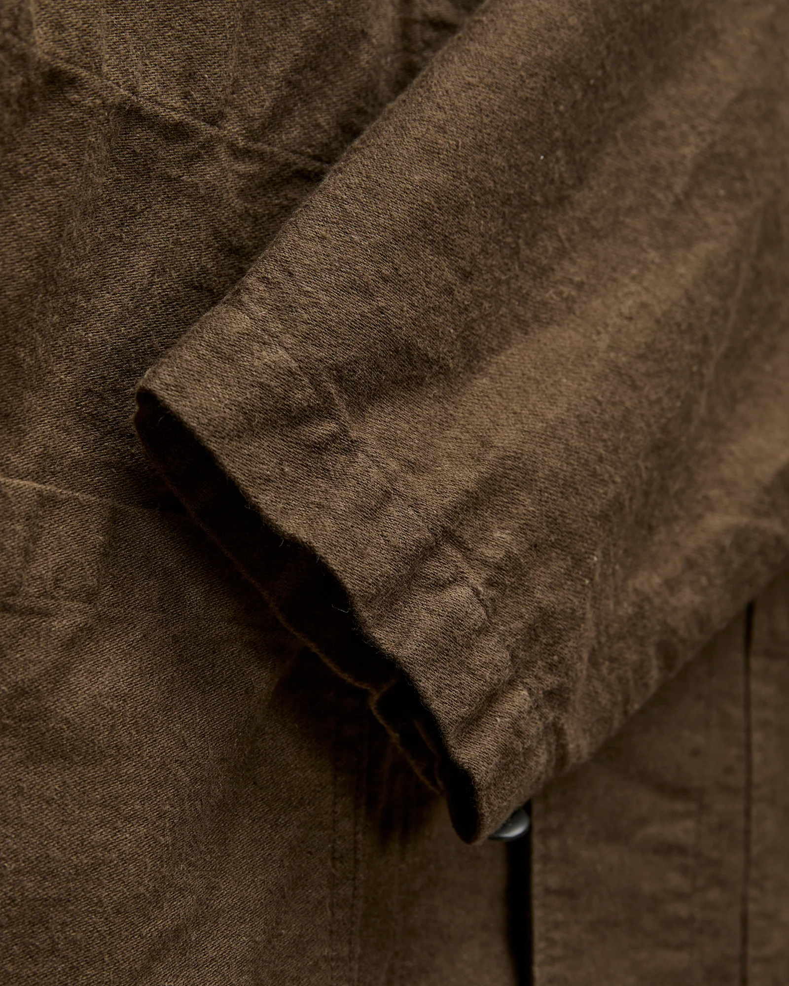 Linen Moleskin Simple Work Jacket in Coffee Brown - Image 5