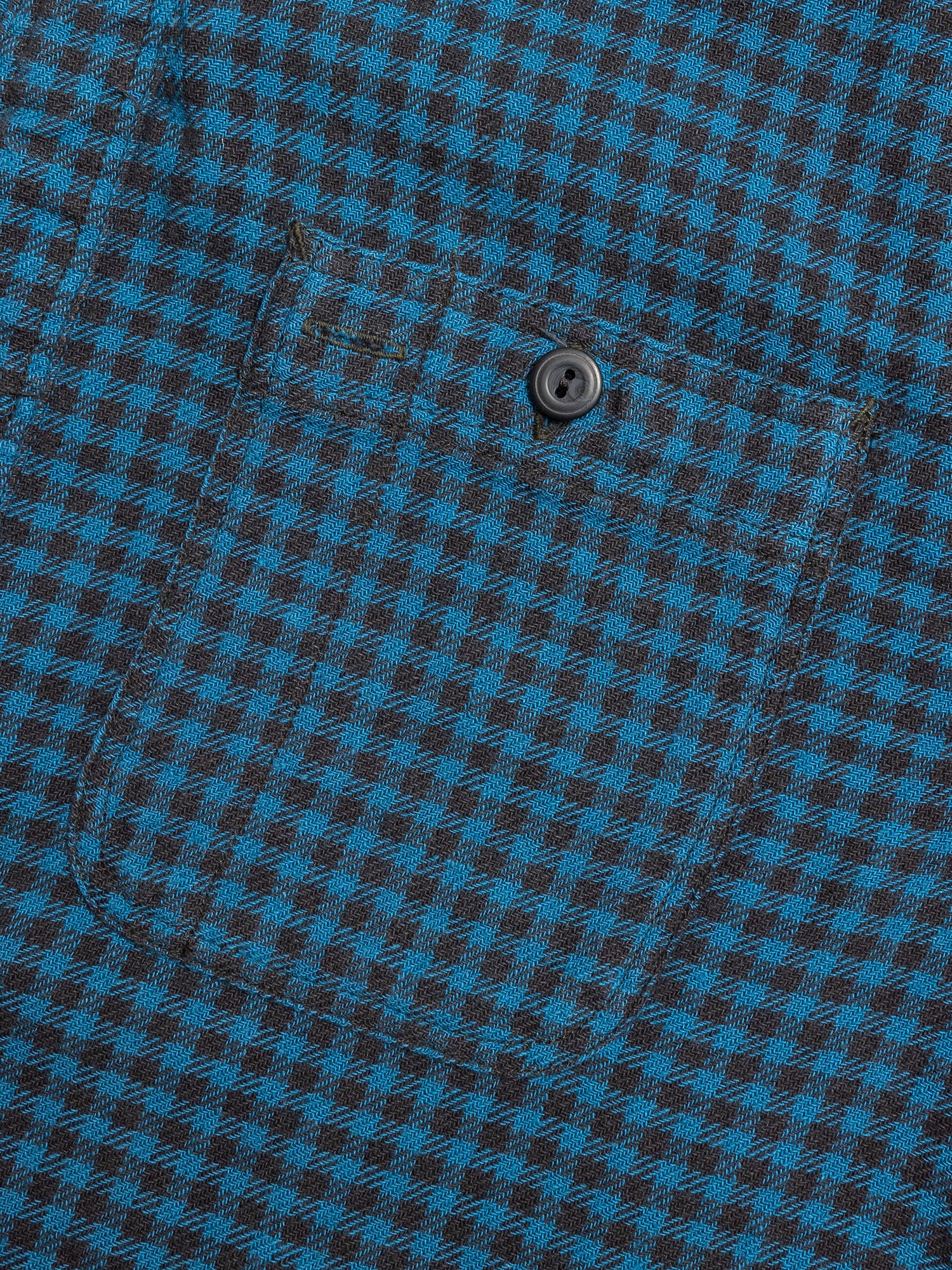 Linen Plaid Farrell Work Shirt in Blue/Sulphur Black - Image 3
