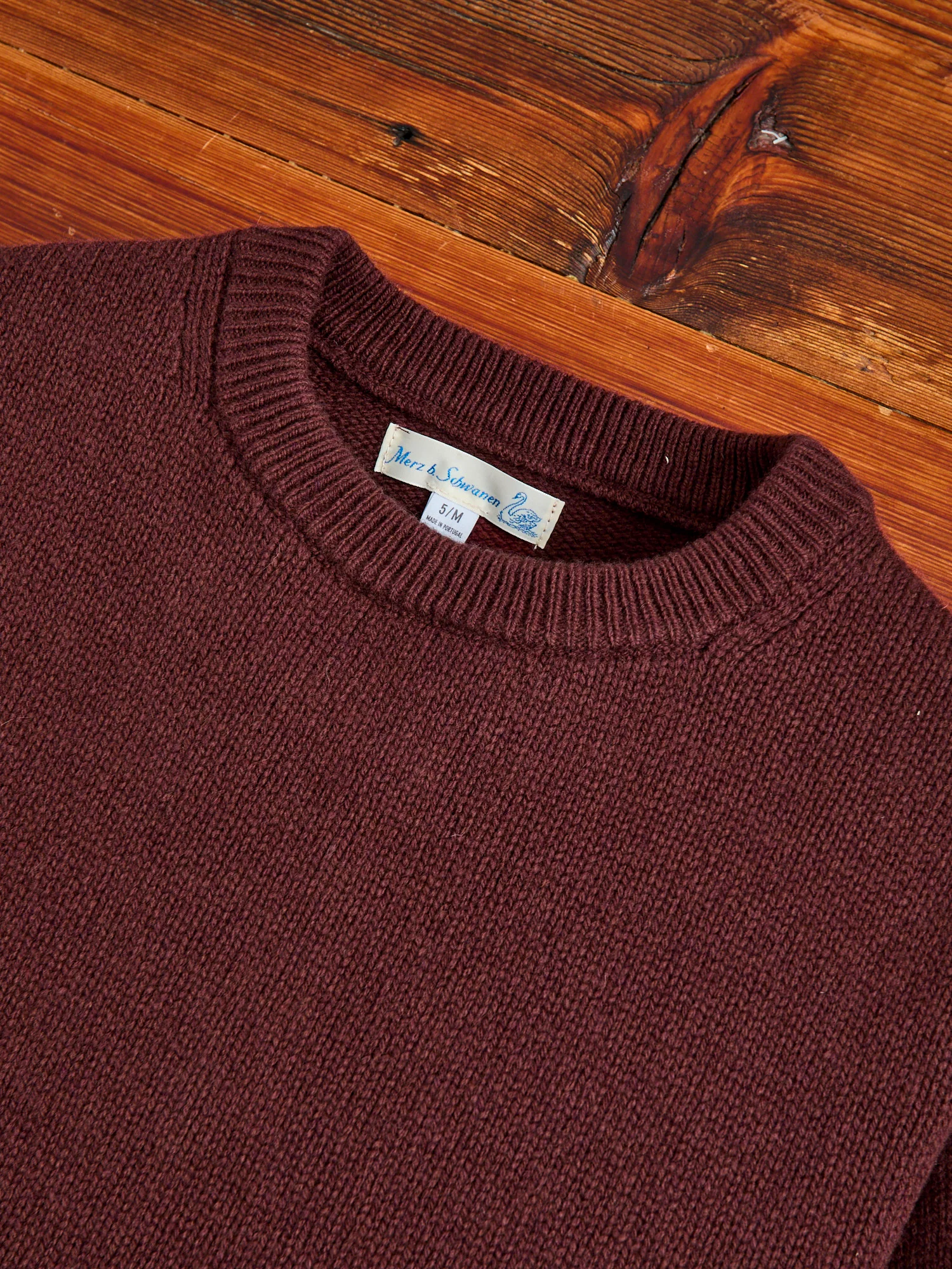 LOCC01 "Good Basics" Relaxed Fit Merino Cashmere Knit Sweater in Bark Brown - Image 4