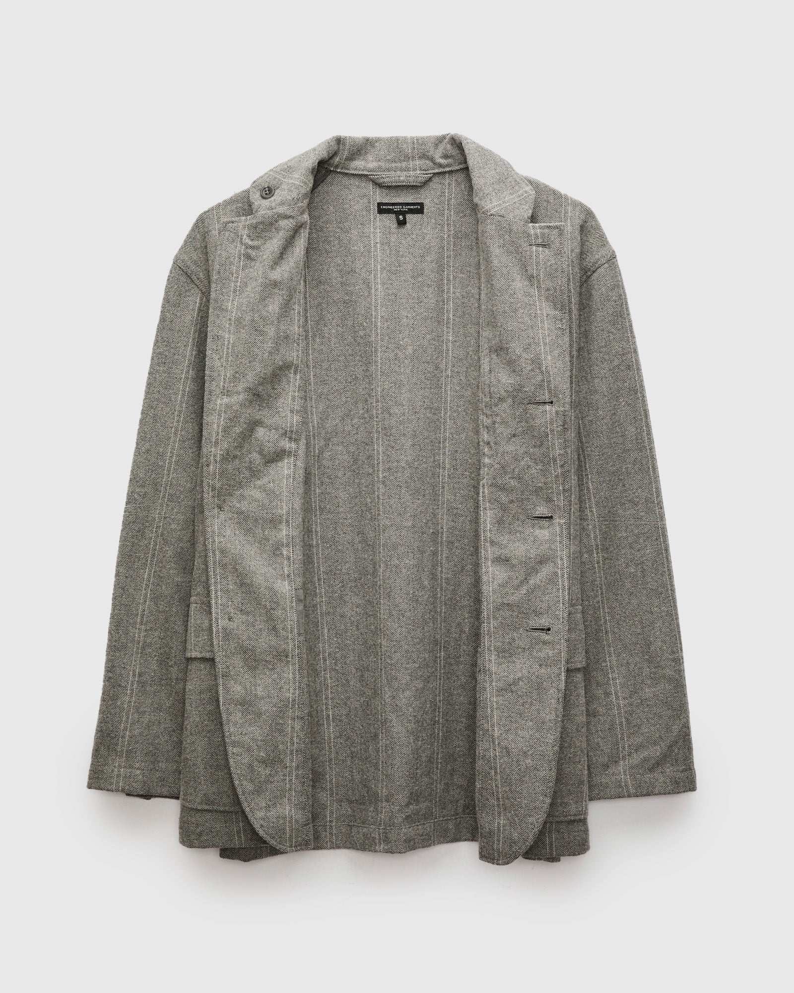 Loiter Jacket in Light Grey Wool Striped HB - Image 3