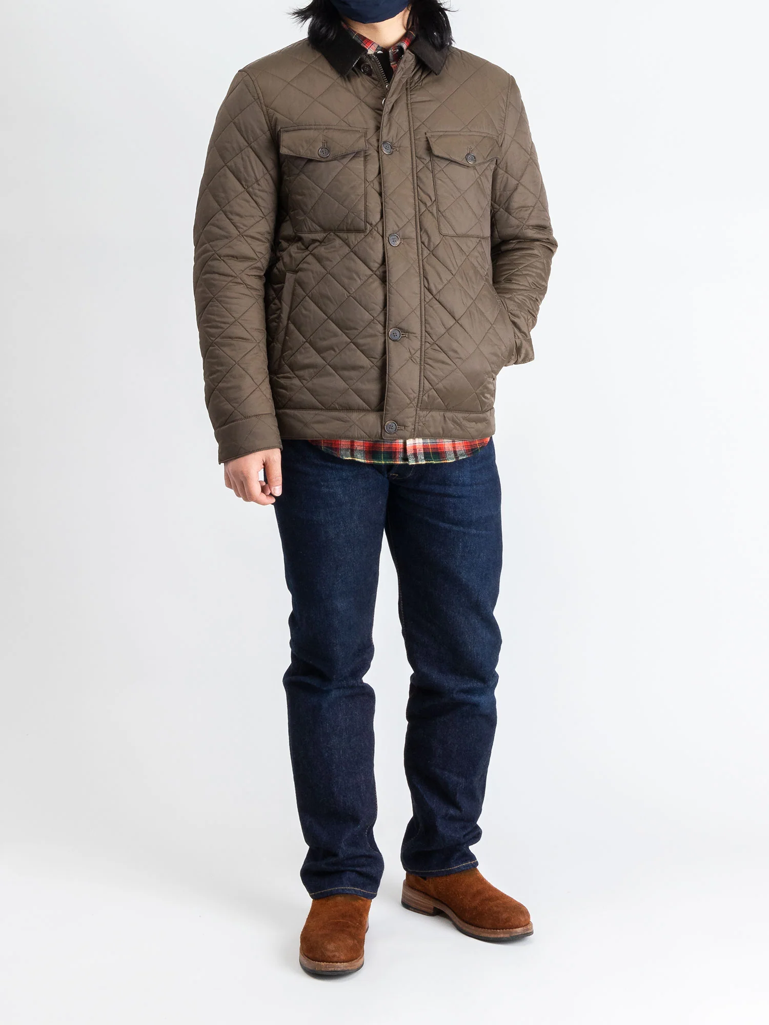 "Maesbury" Quilt Jacket in Darkest Olive - Image 14