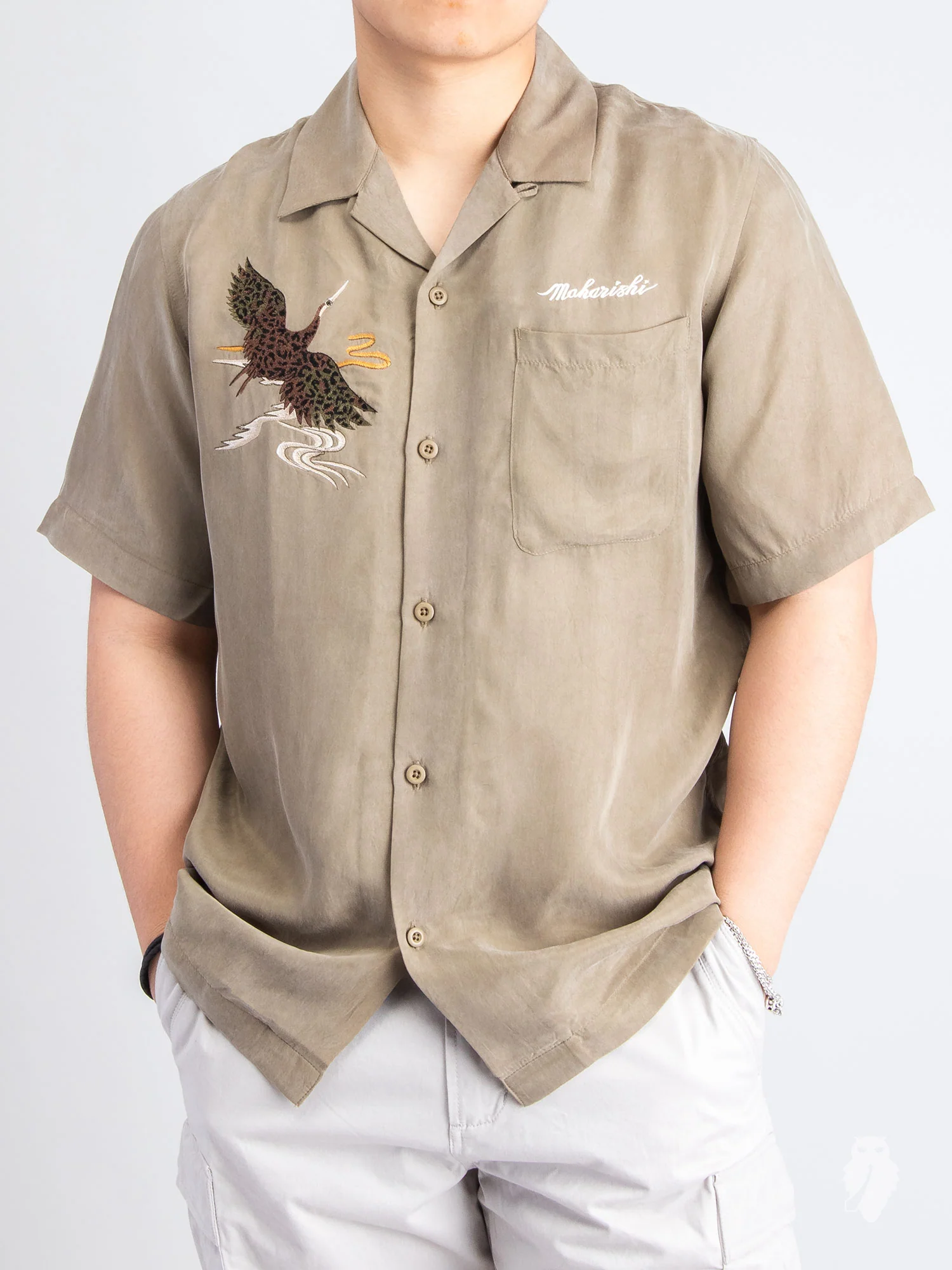 Crane Summer Shirt in Maha Olive - Image 2