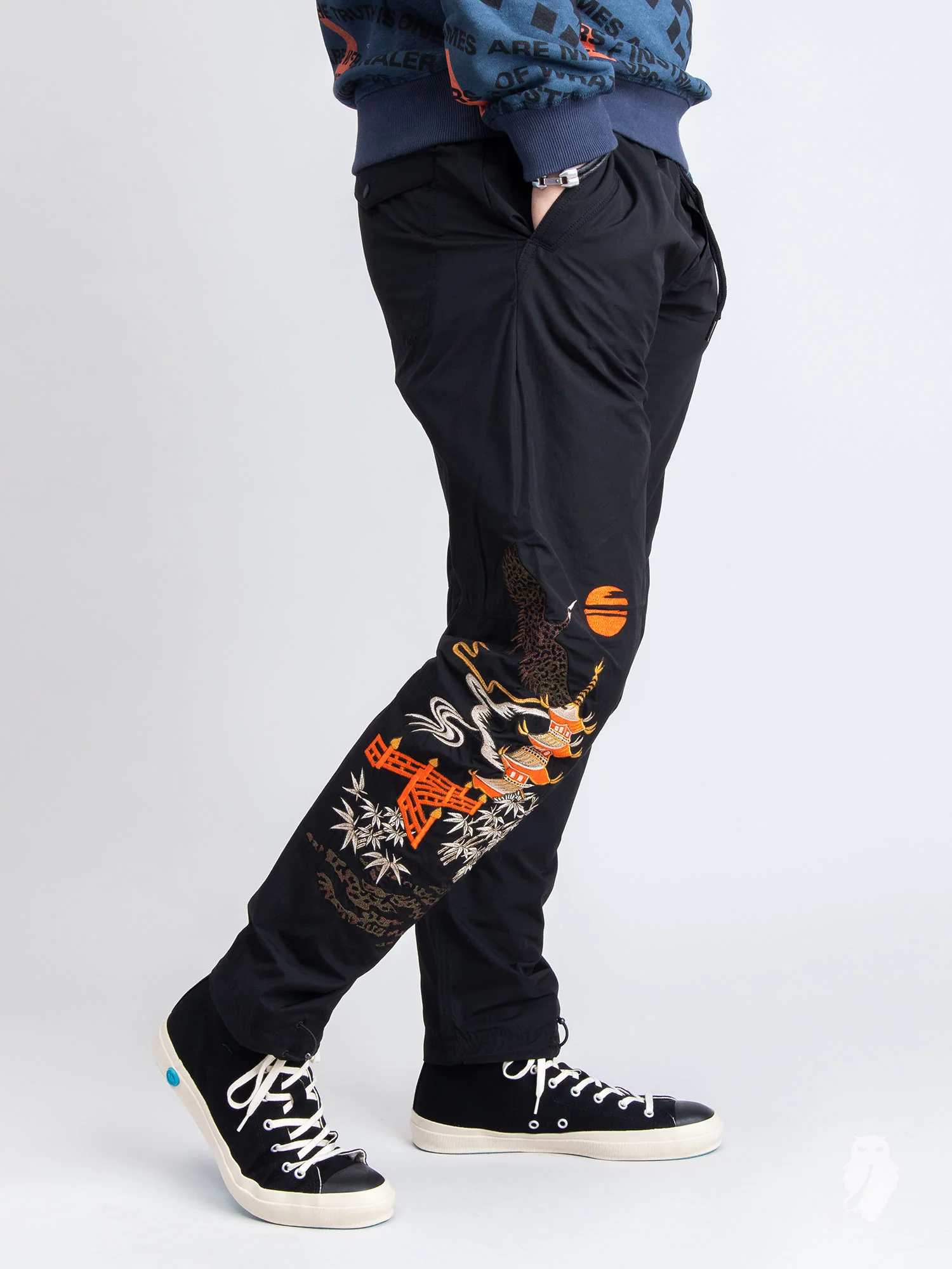Crane Woven Trackpants in Black - Image 2
