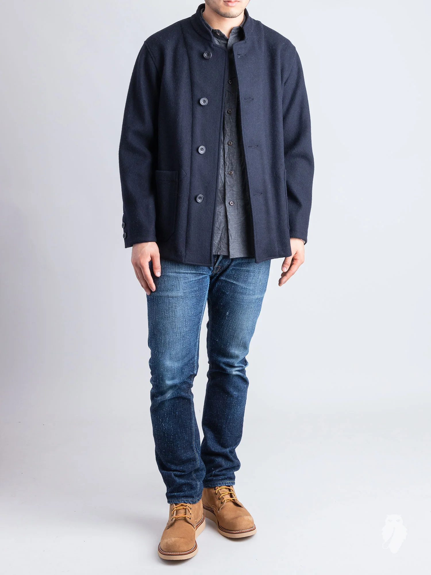 Mandarin Collar Jacket in Navy - Image 11