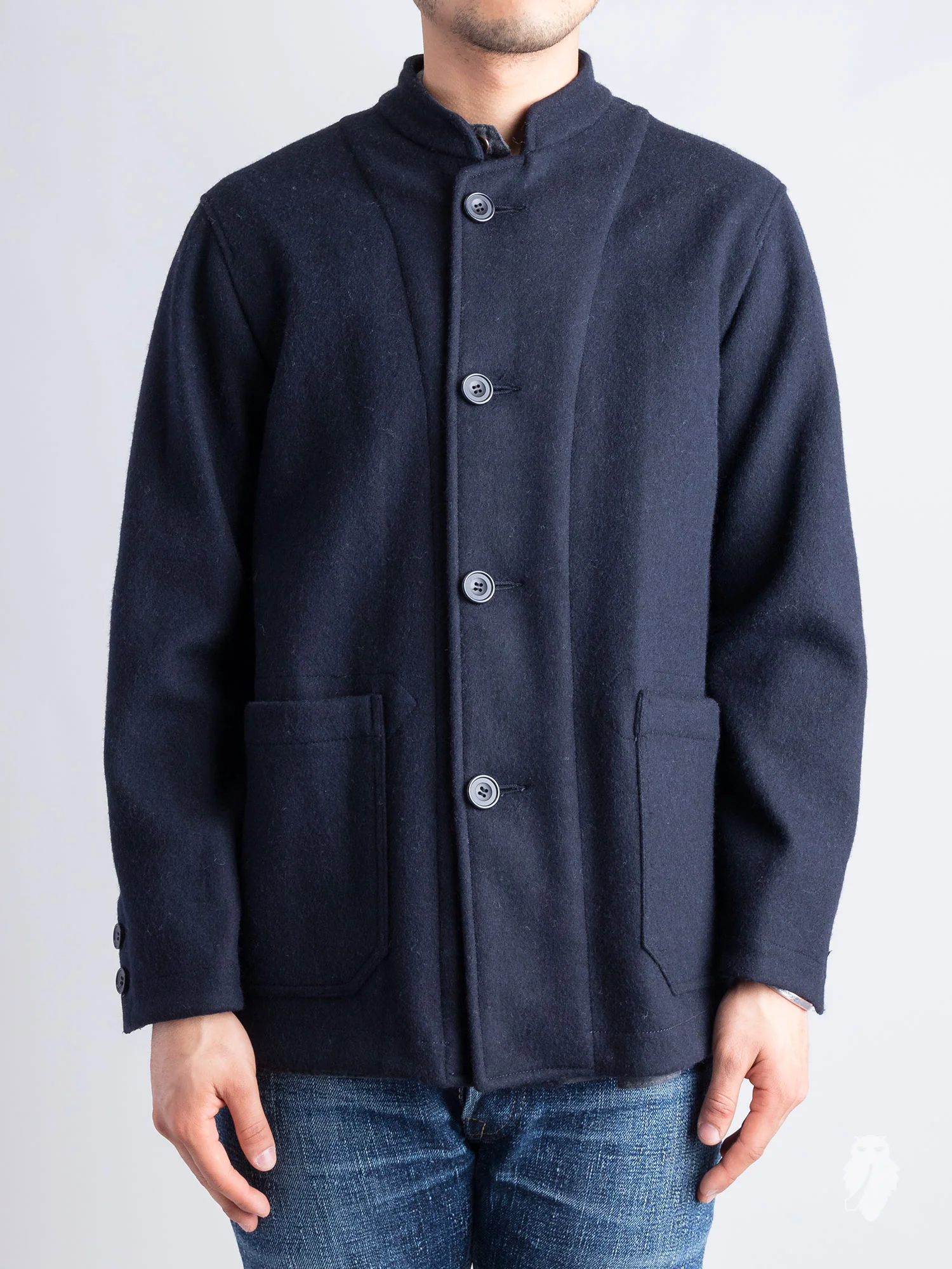 Mandarin Collar Jacket in Navy - Image 2