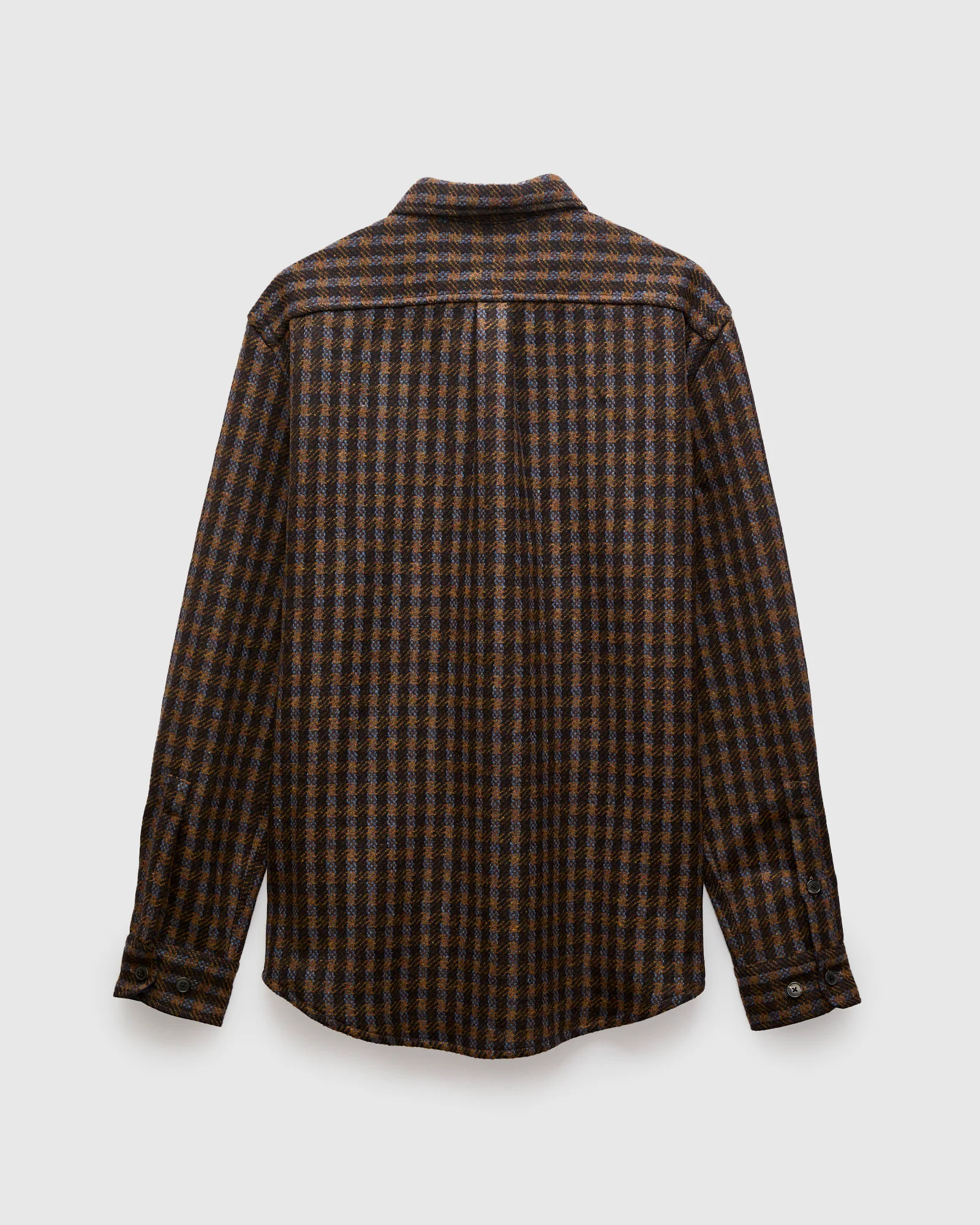 Merino Tweed Button-Up Shirt in Navy - Image 3