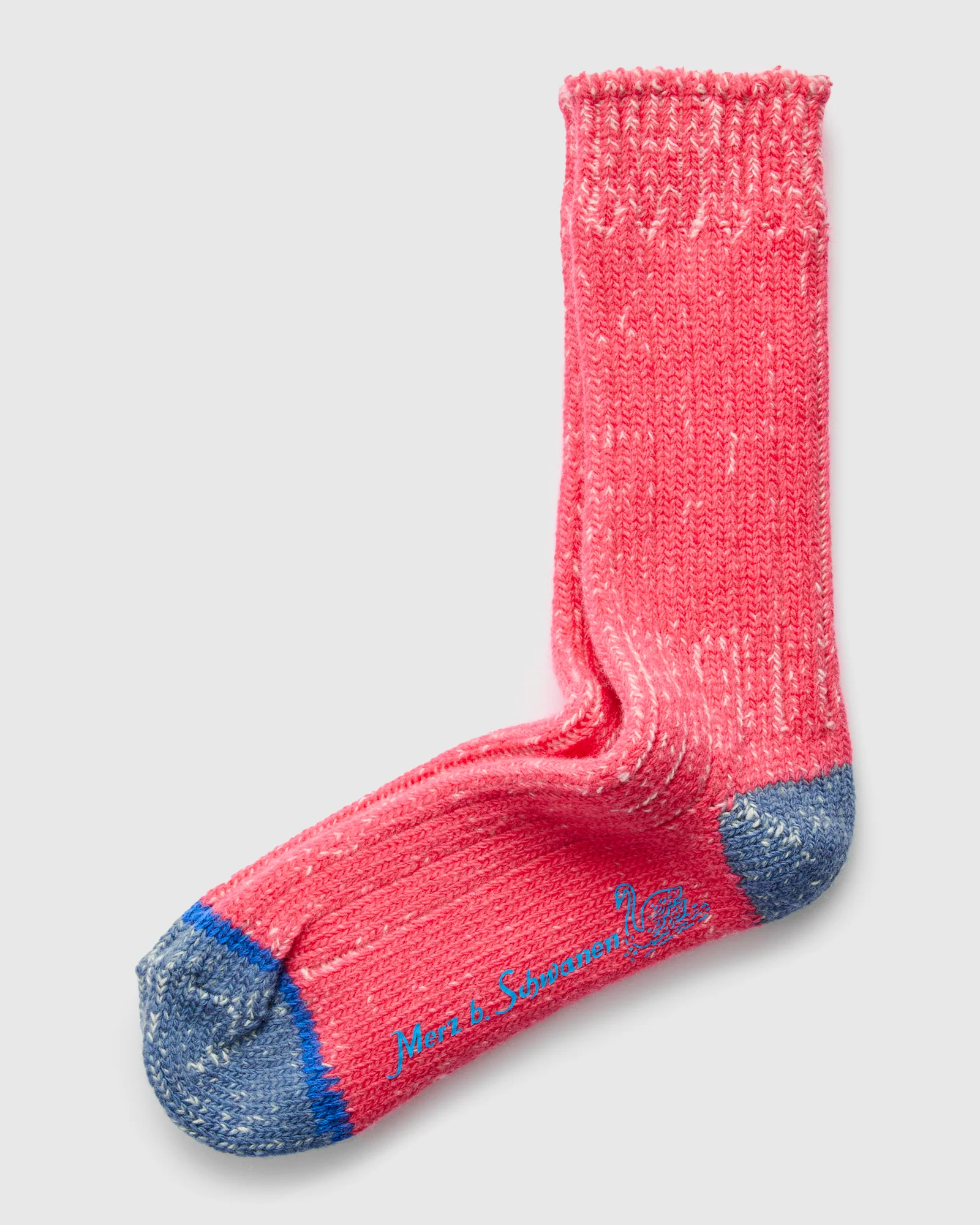 Merino Wool Melange Socks in Raspberry/Natural - Image 2