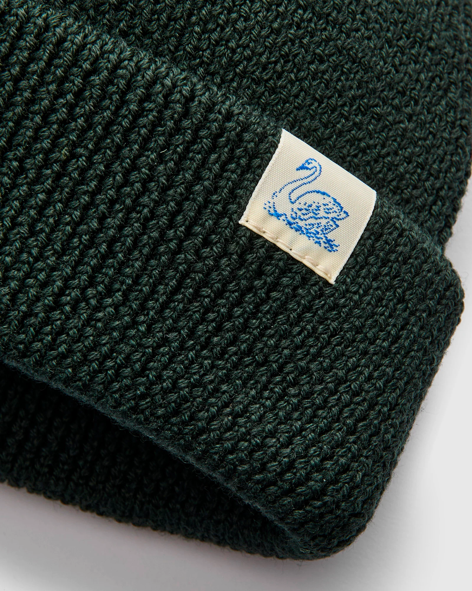 Merino Wool Ribbed Beanie in Bottle Green - Image 2