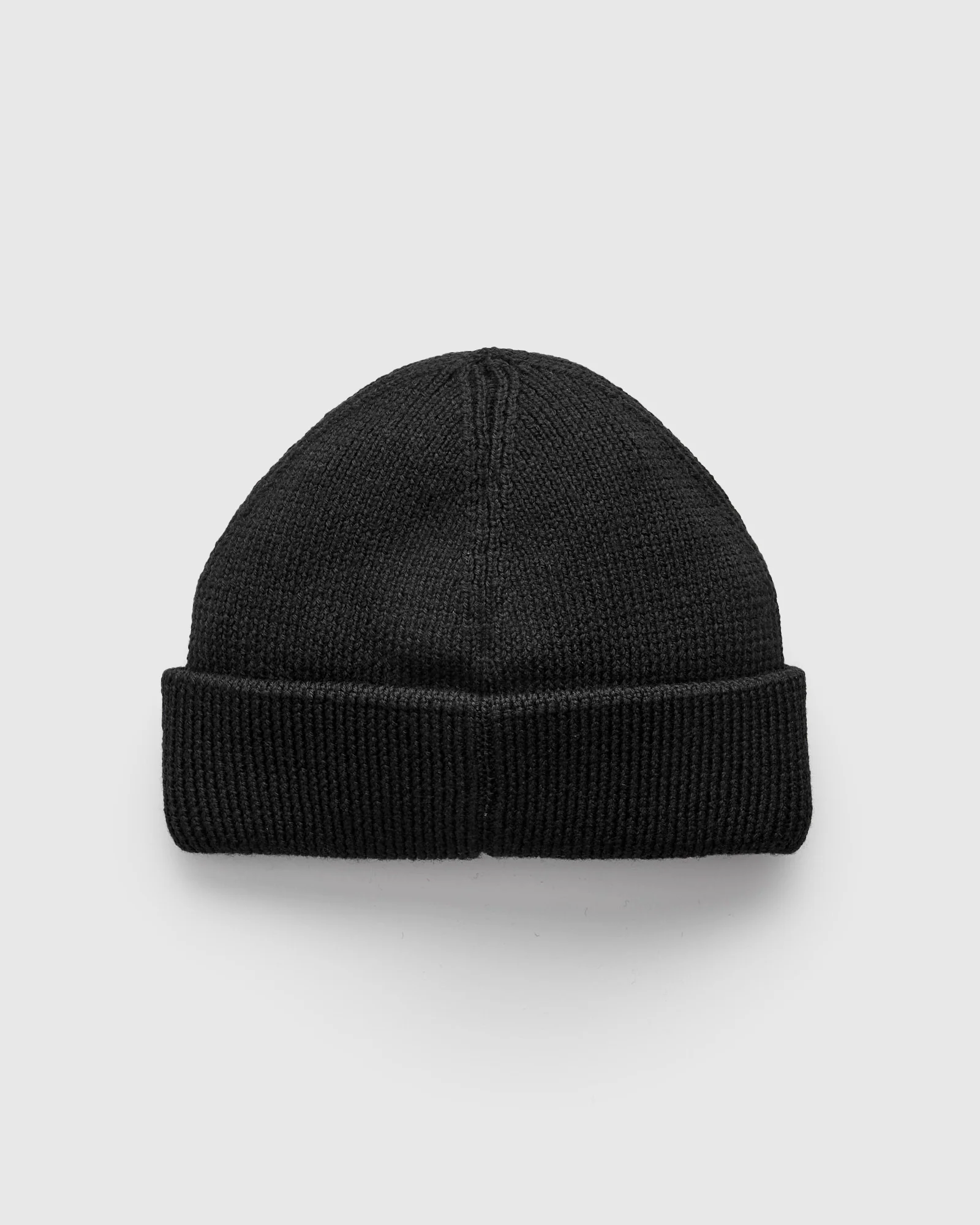 Merino Wool Ribbed Beanie in Deep Black - Image 3