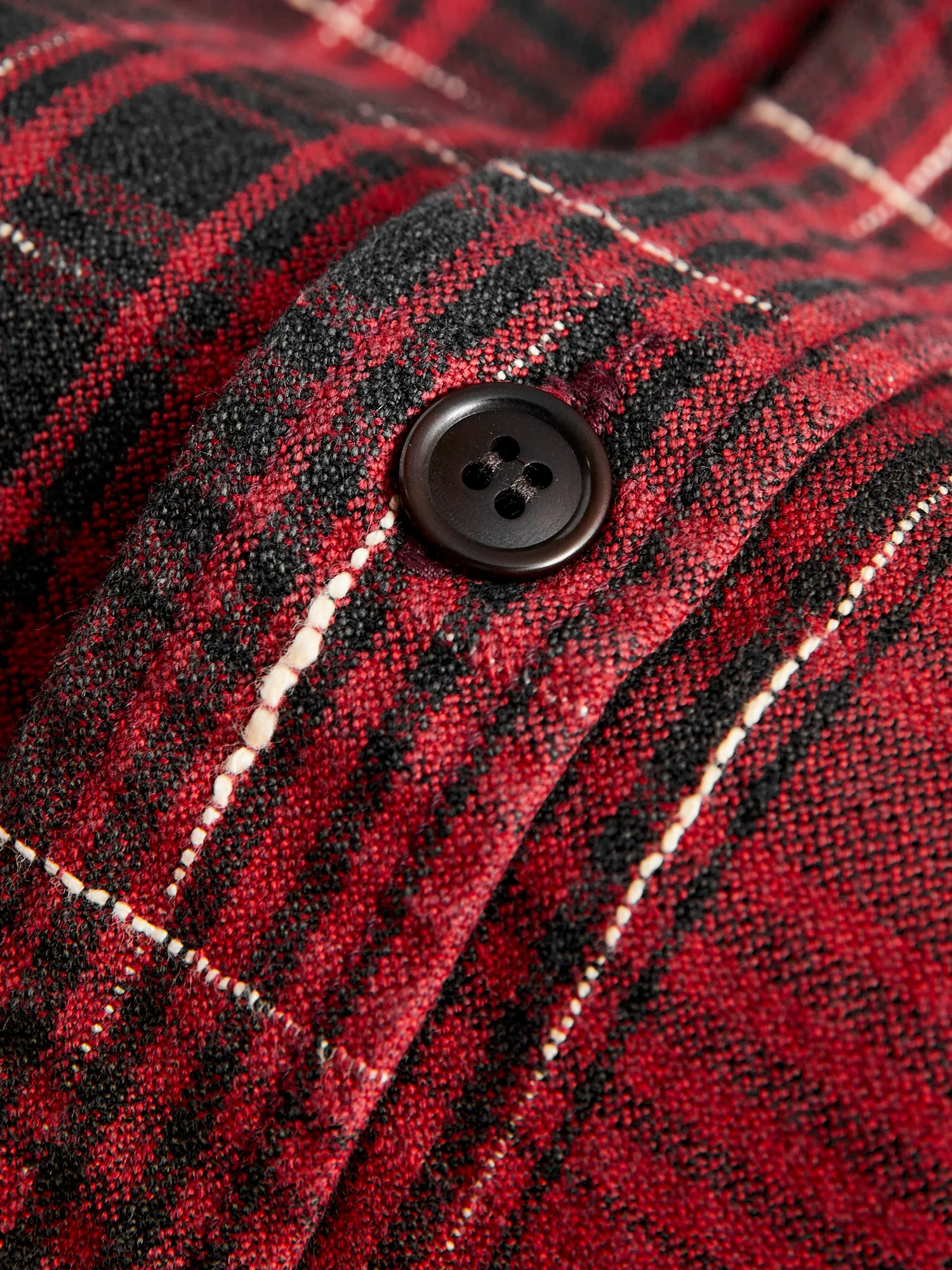 "Midare Kasuri" Heavyweight Flannel Overshirt in Red - Image 5