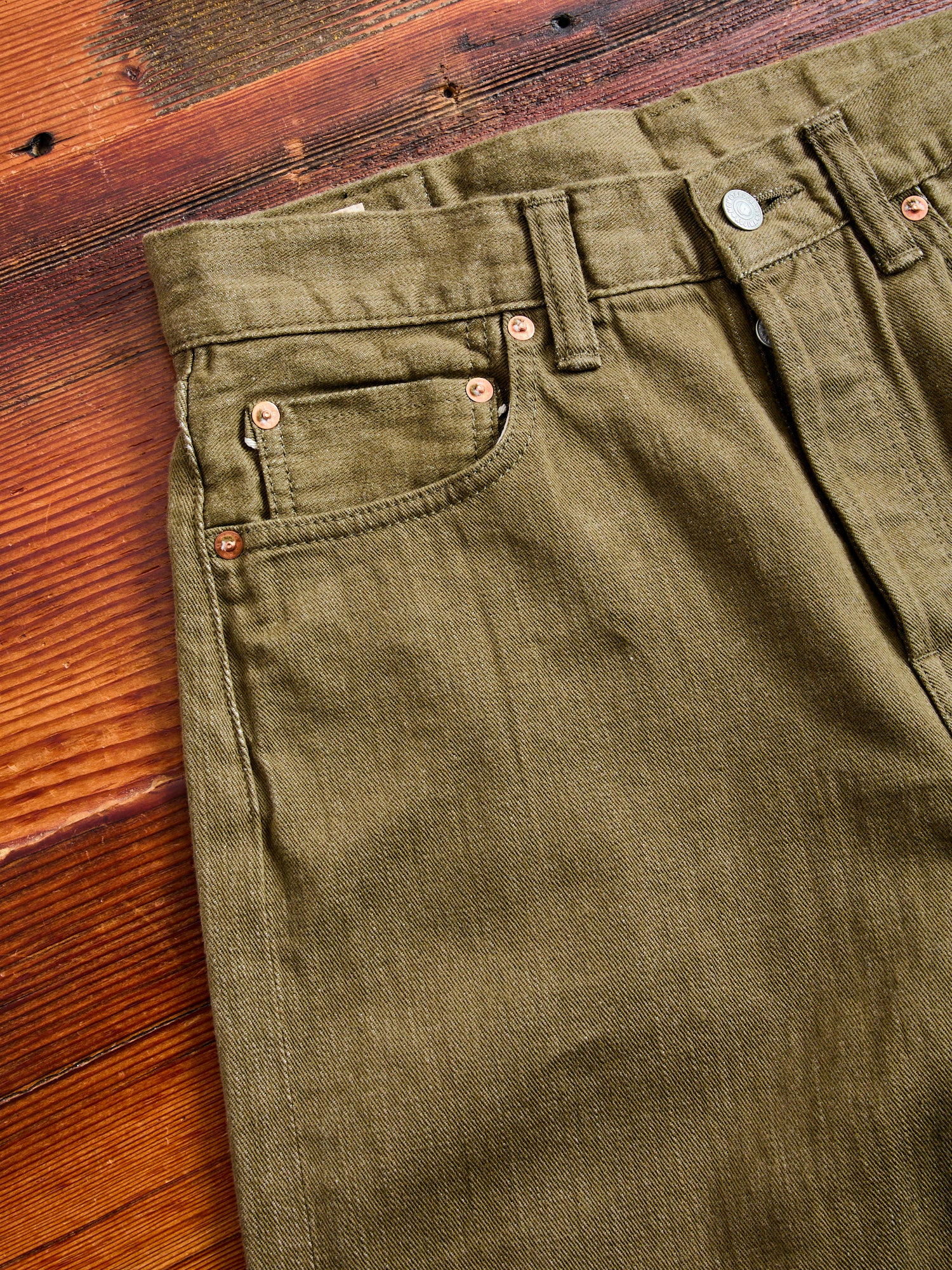 MJXE1300 "British Army Green" 10.5oz Selvedge Denim - Relaxed Tapered Fit - Image 5
