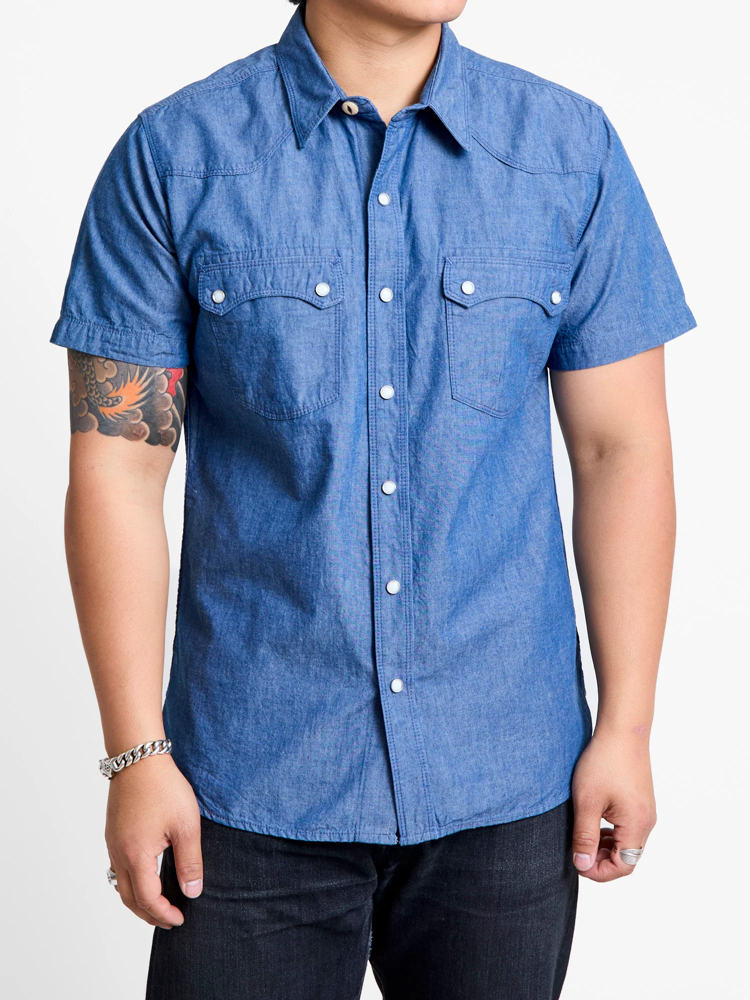 Modern Western Shirt in Indigo Chambray - Image 2