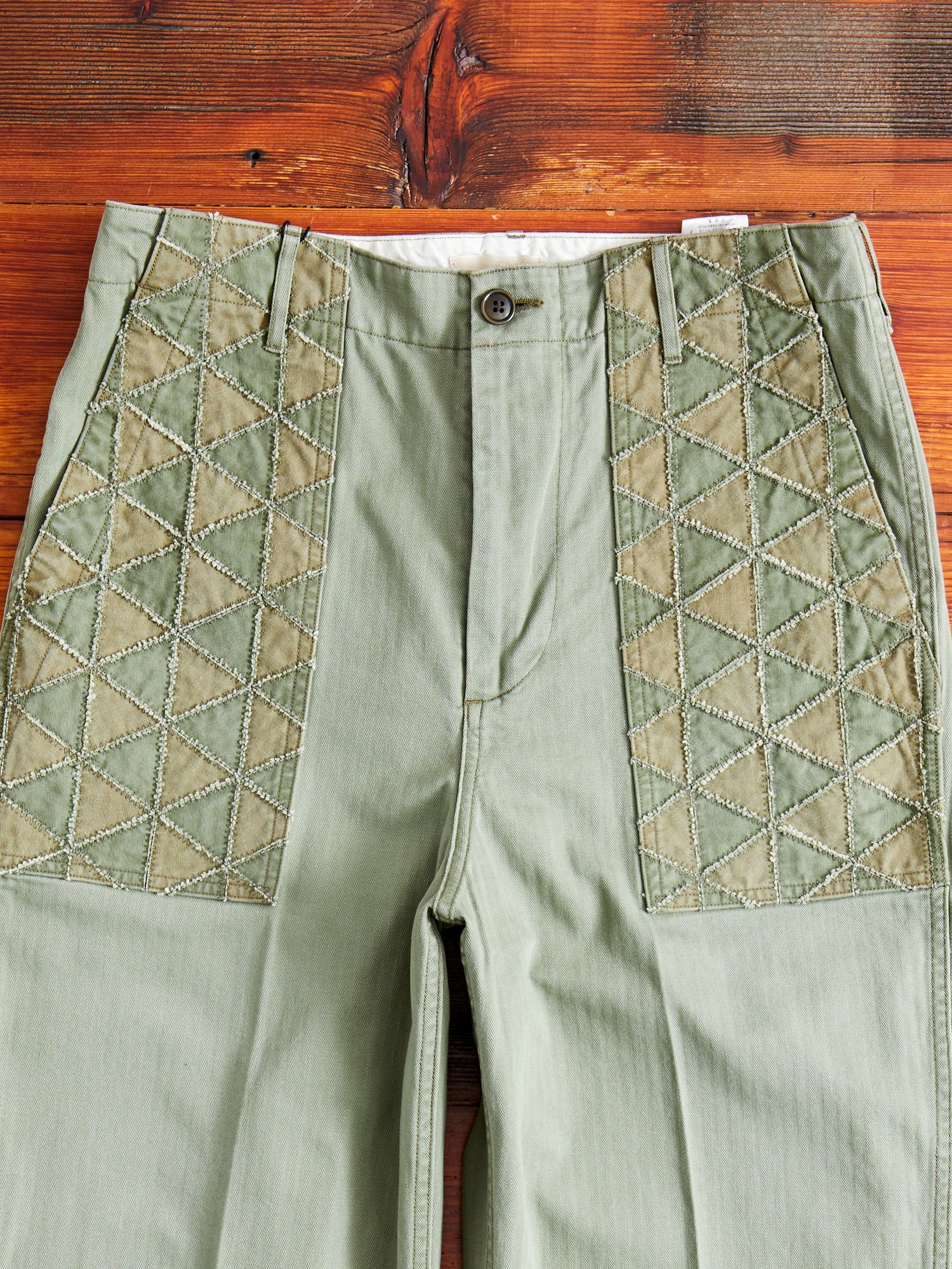 MSP-1014 Tsugihagi Baker Pants in Army Green - Image 3
