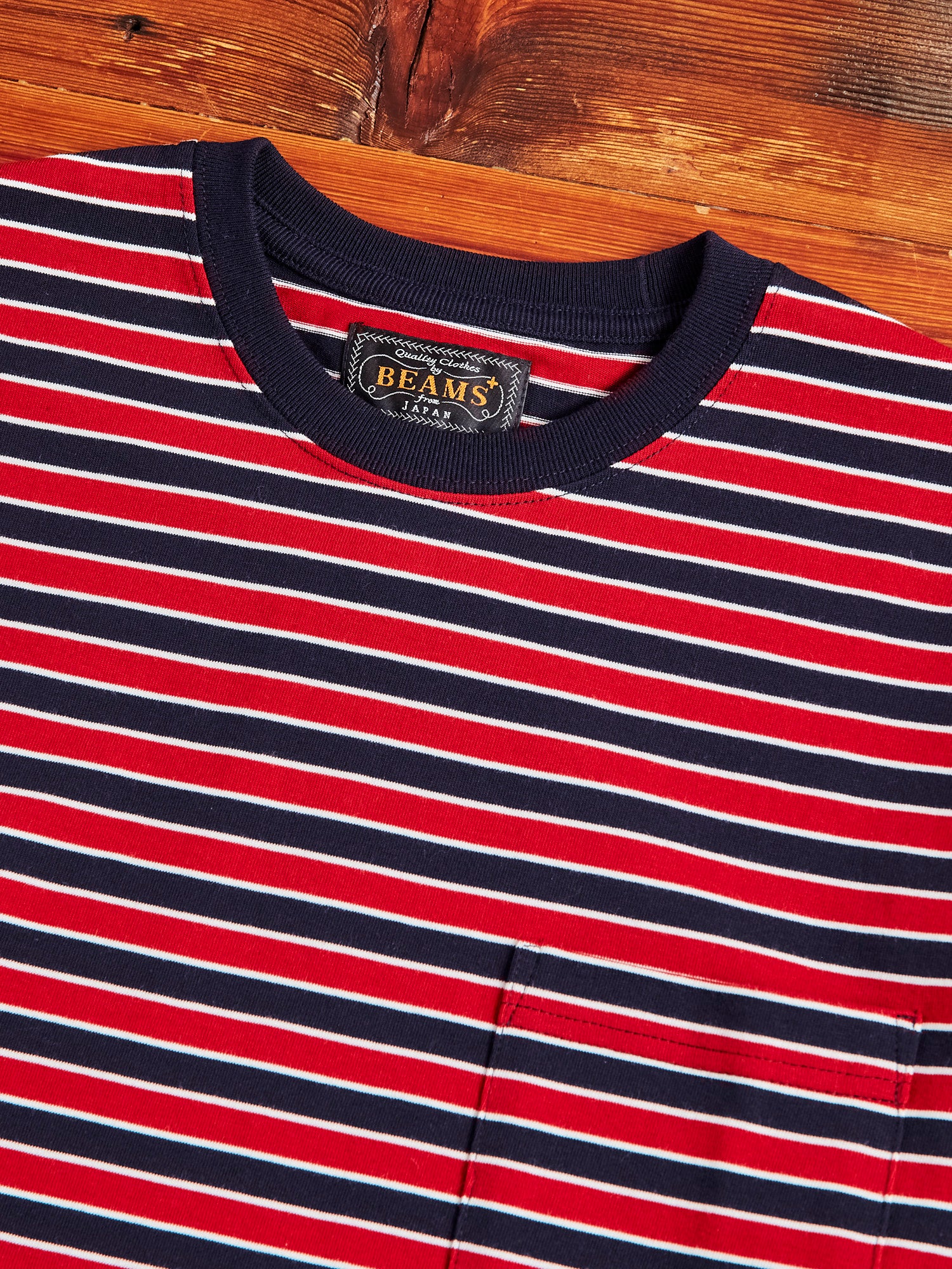 Multistripe Pocket T-Shirt in Navy - Image 3