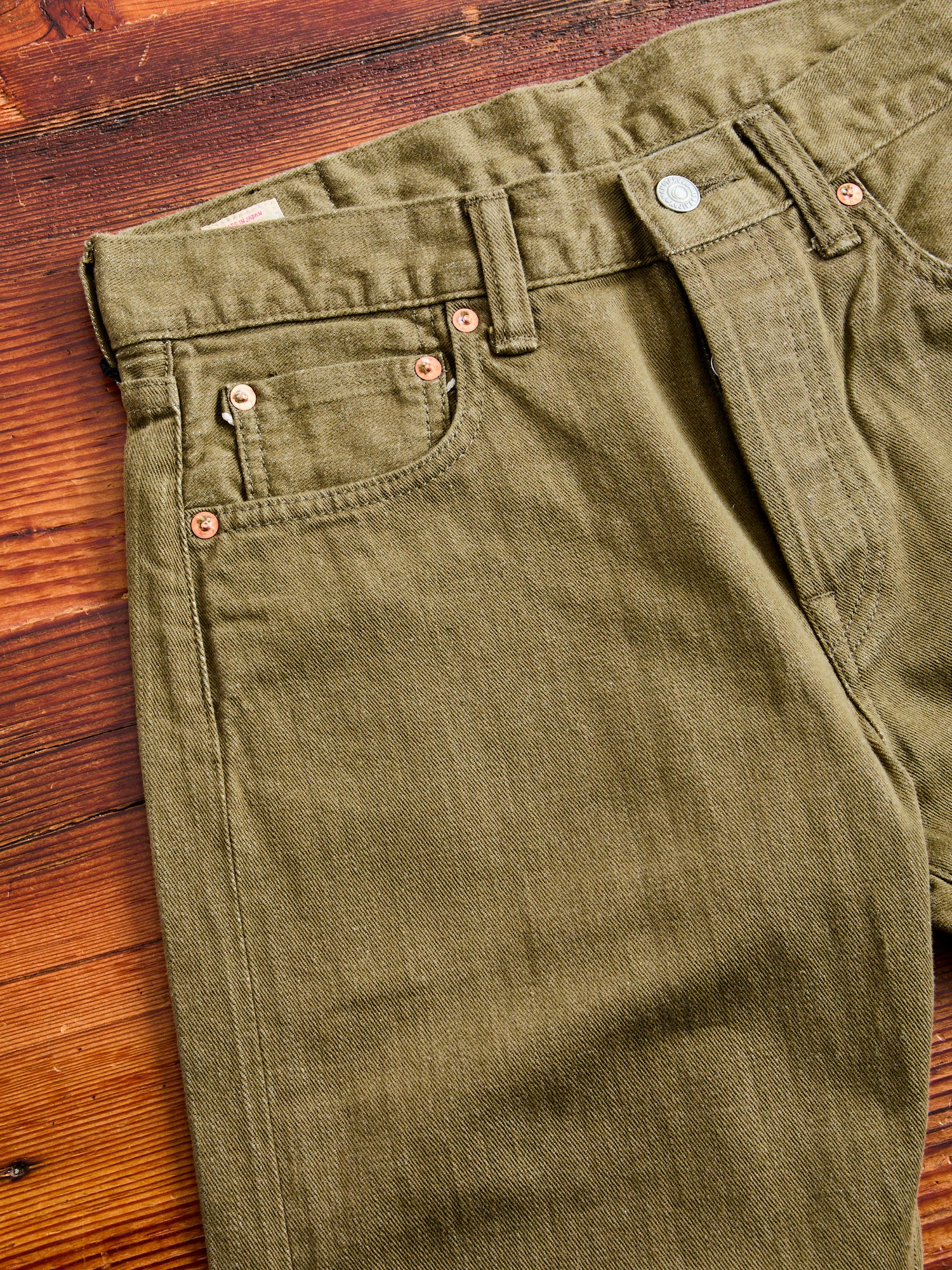 MXJE1207 "British Army Green" 10.5oz Selvedge Denim - Slim Tapered Fit - Image 5