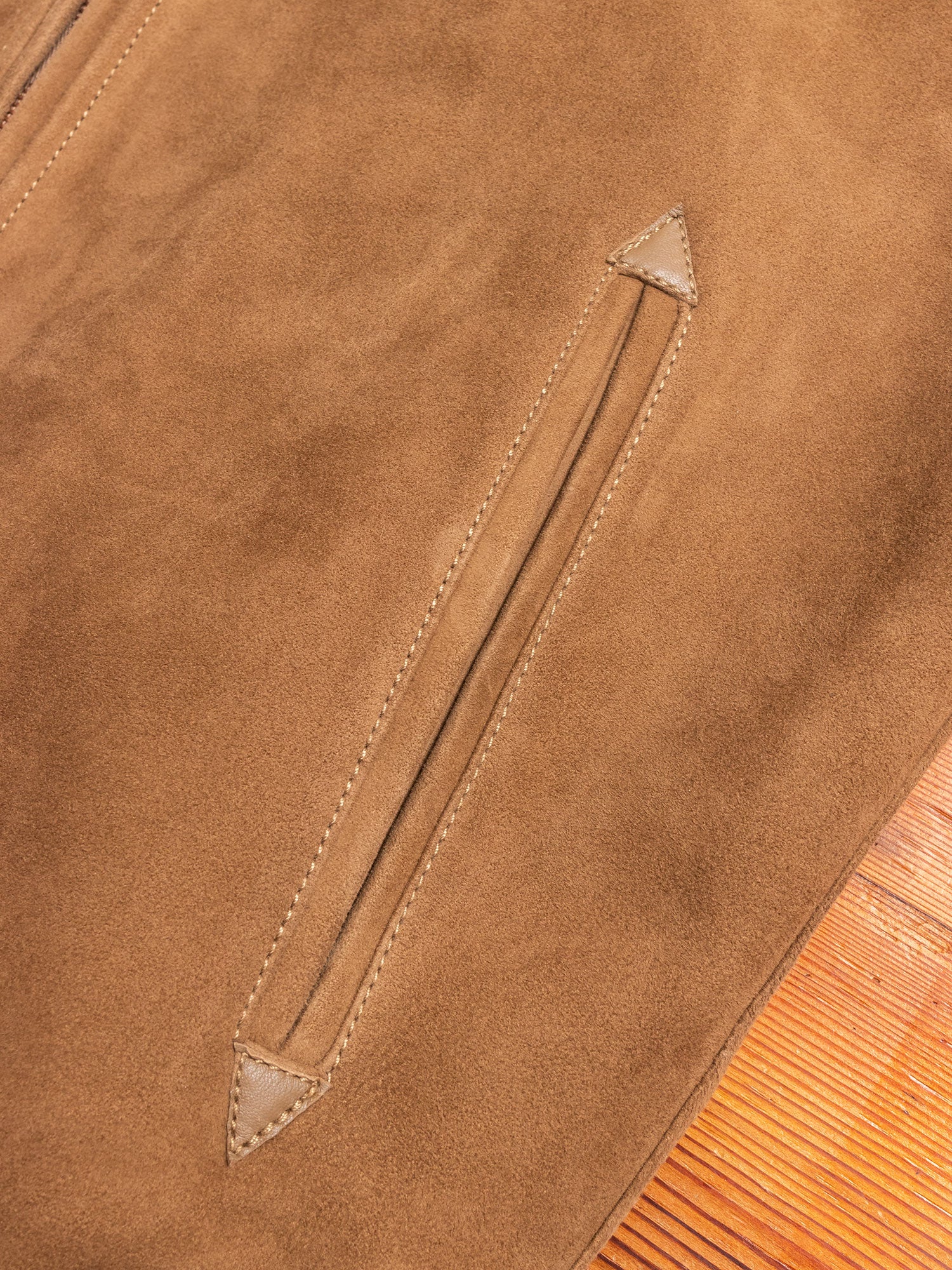 Nappa Suede Bomber Jacket in Beige - Image 6