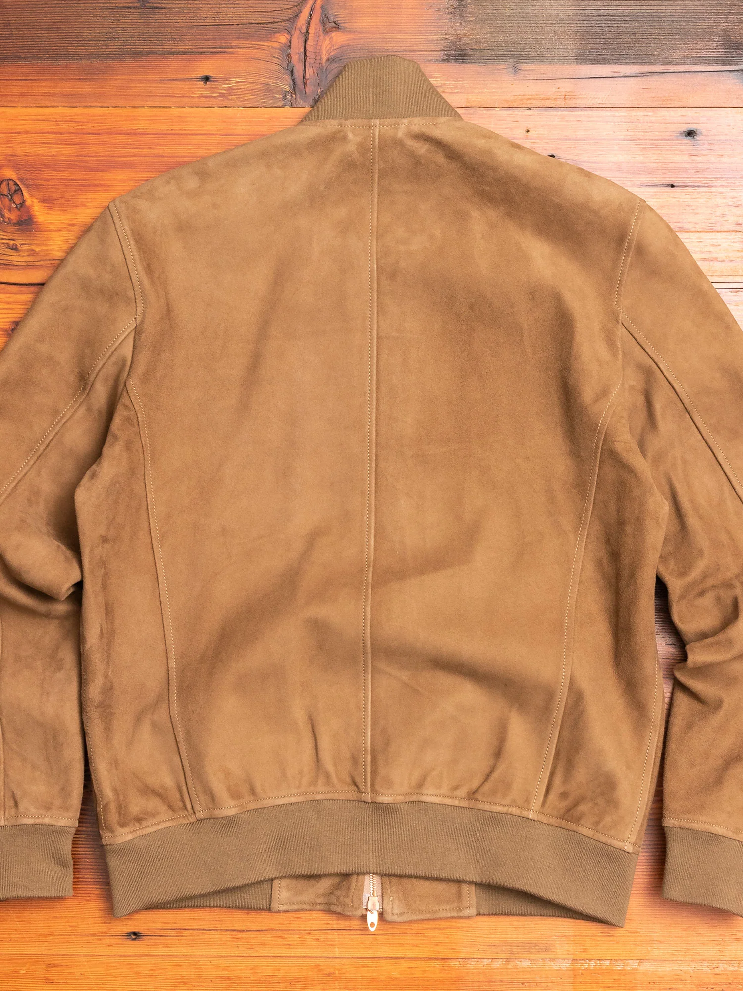 Nappa Suede Bomber Jacket in Beige - Image 9