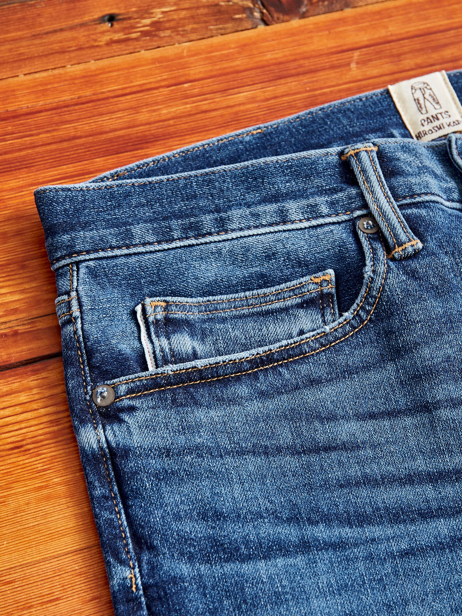 "Neil" 10.5oz Indigo Washed Stretch Selvedge Denim - Pen Slim - Image 3