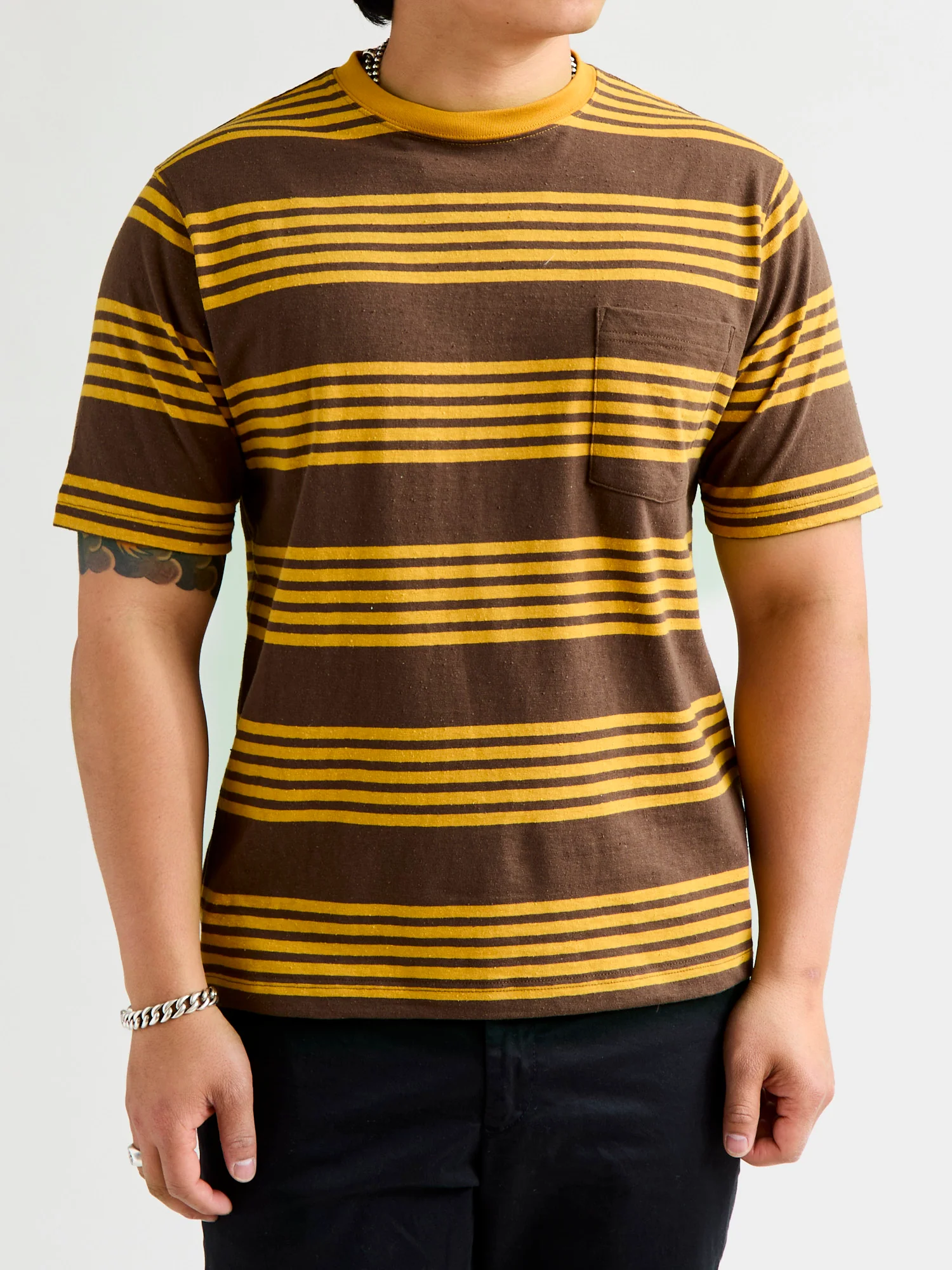 Nep Stripe Pocket T-Shirt in Brown - Image 2