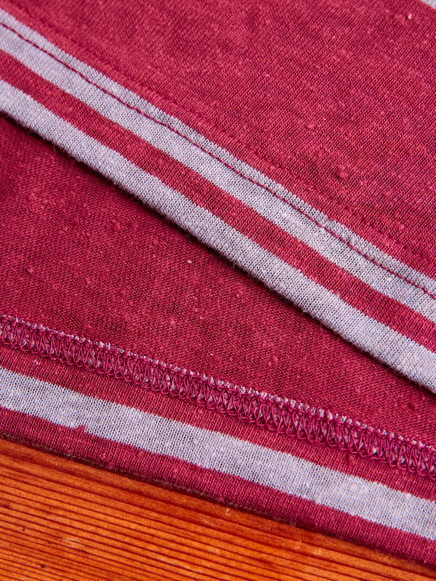 Nep Stripe Pocket T-Shirt in Burgundy - Image 6