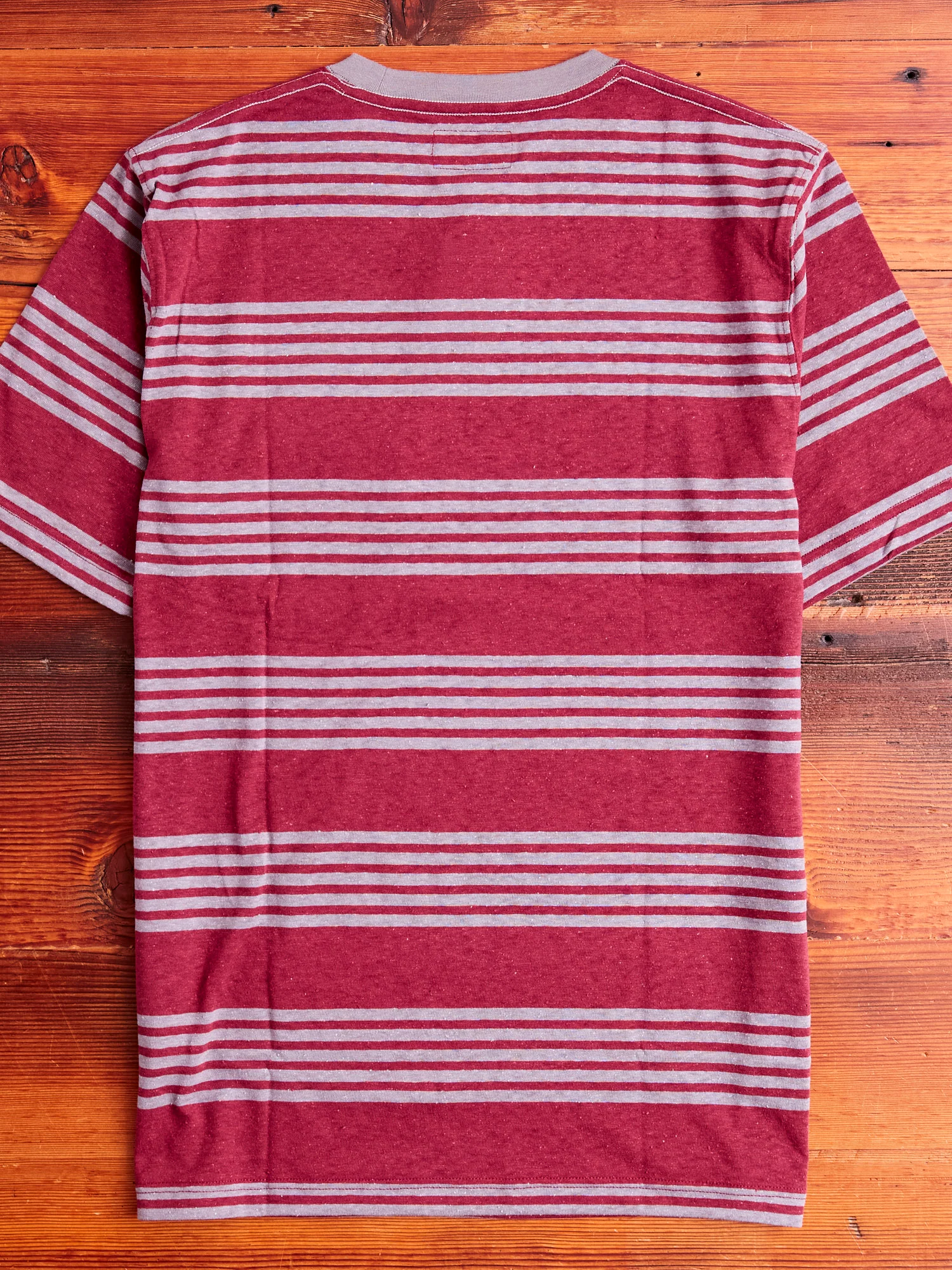 Nep Stripe Pocket T-Shirt in Burgundy - Image 7