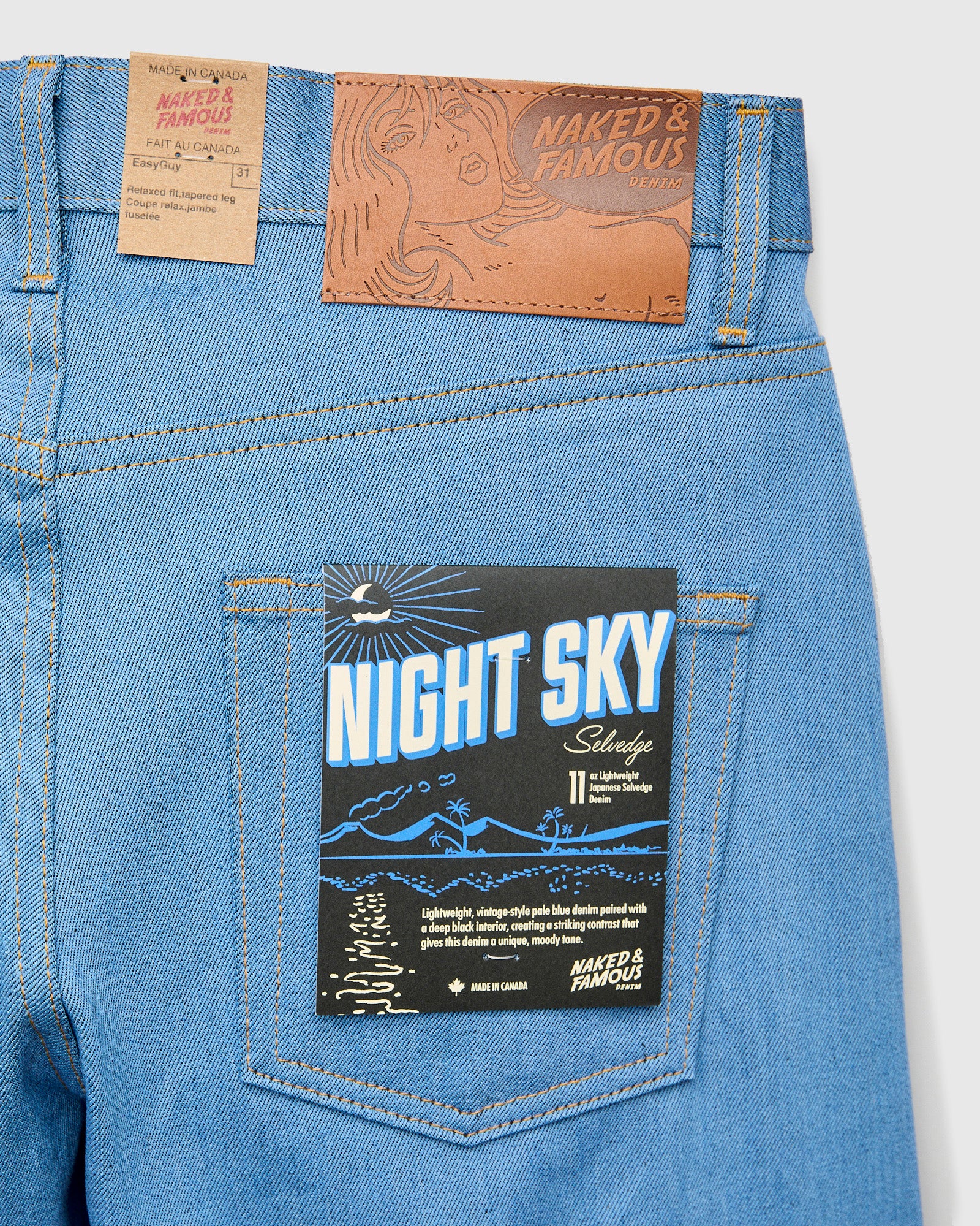 "Night Sky" 11oz Pale Indigo Selvedge Denim - Easy Guy Fit - Image 4
