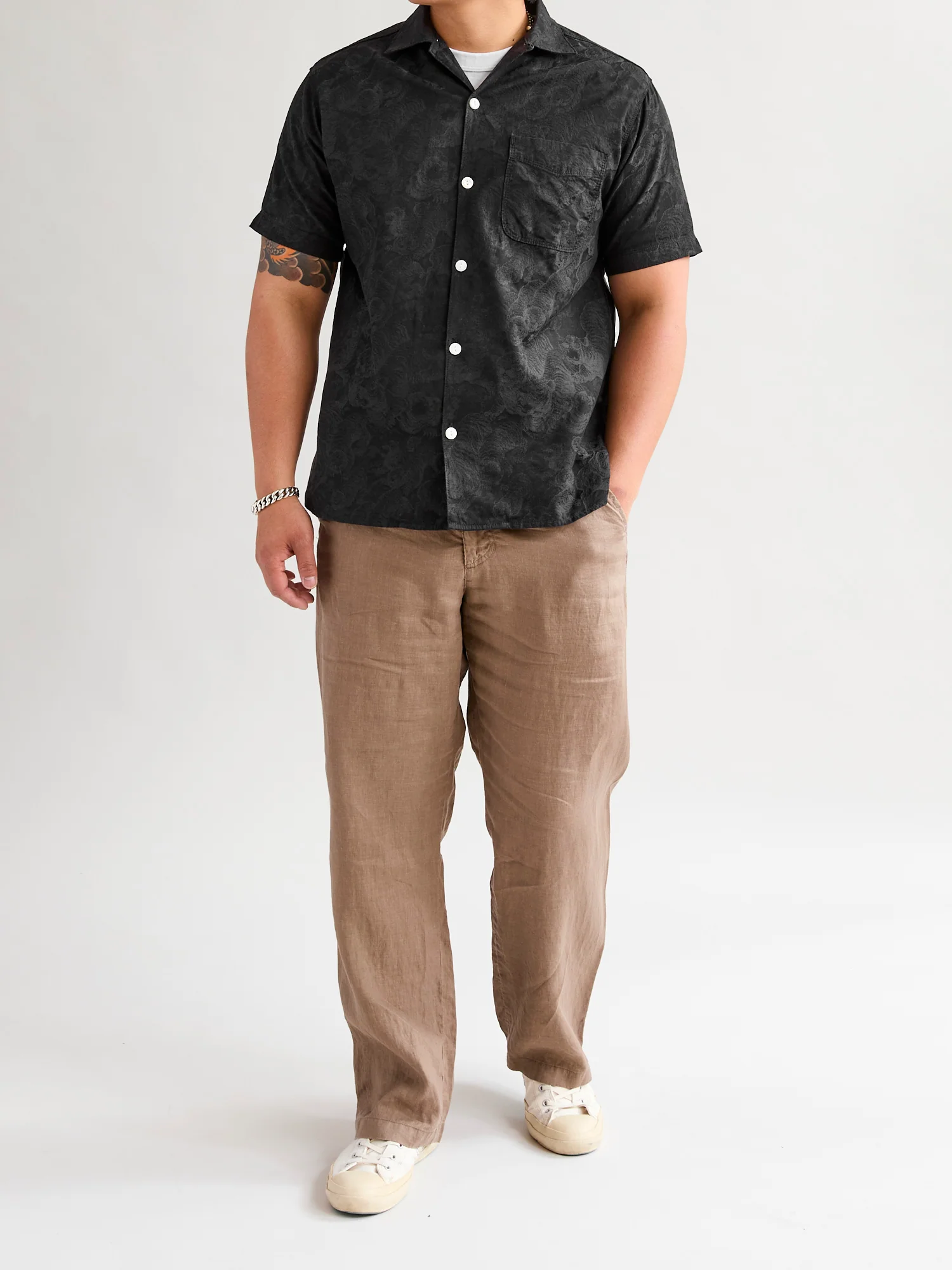 Night Tiger Hawaiian Shirt in Black - Image 10