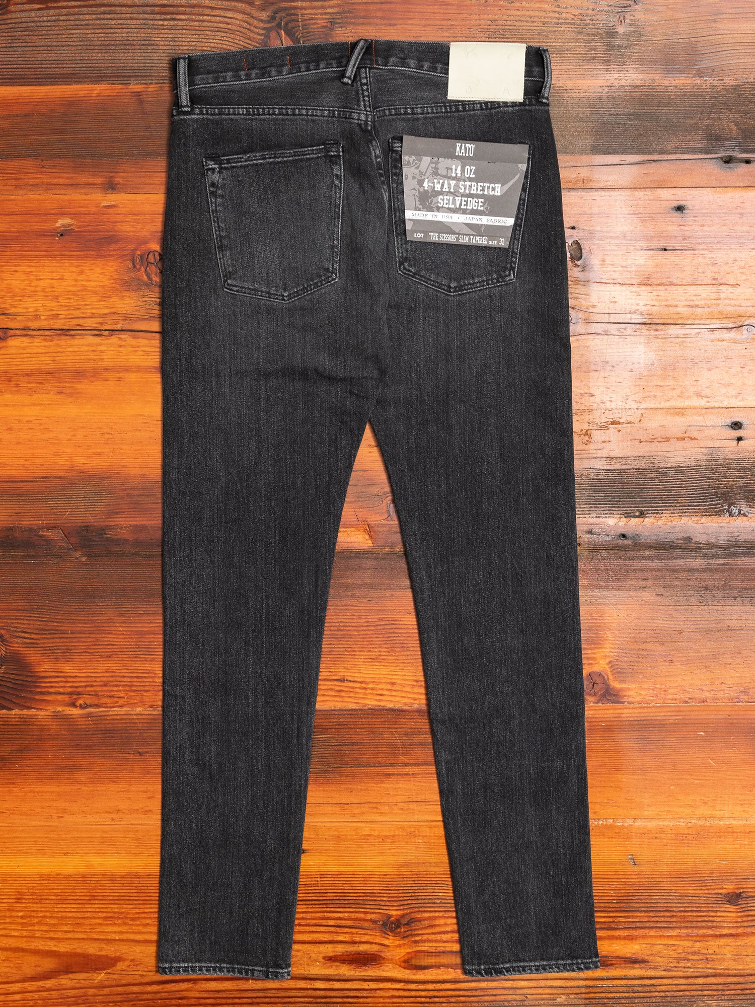 "Noel" 14oz Washed Black Stretch Selvedge Denim - Scissors Slim Tapered - Image 10