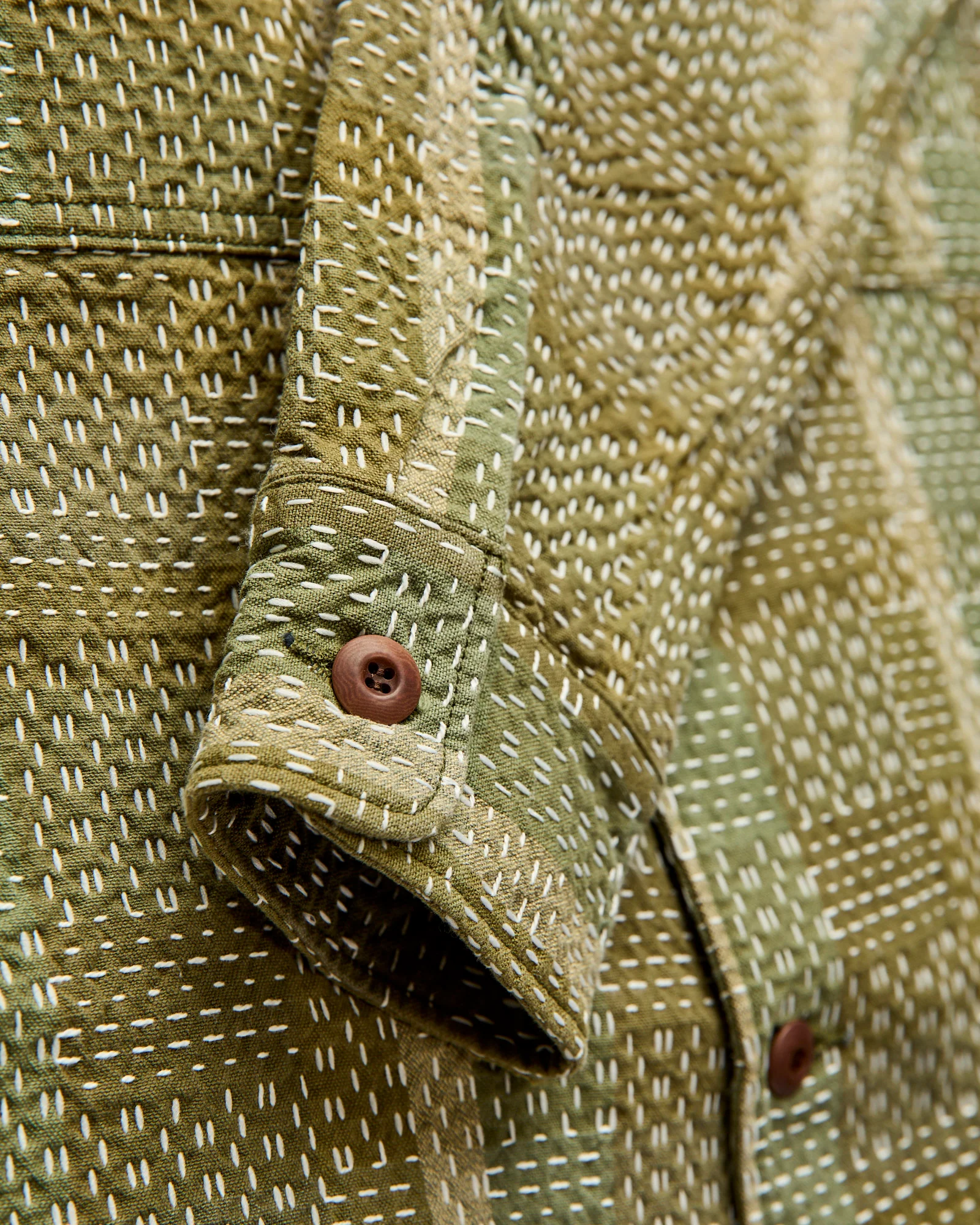 Noragi Sashiko Workshirt in Army - Image 5