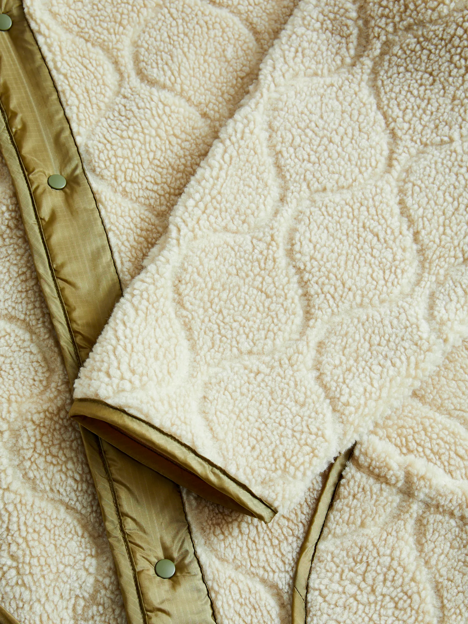 Nylon Rip Boa Jacket in Beige - Image 5