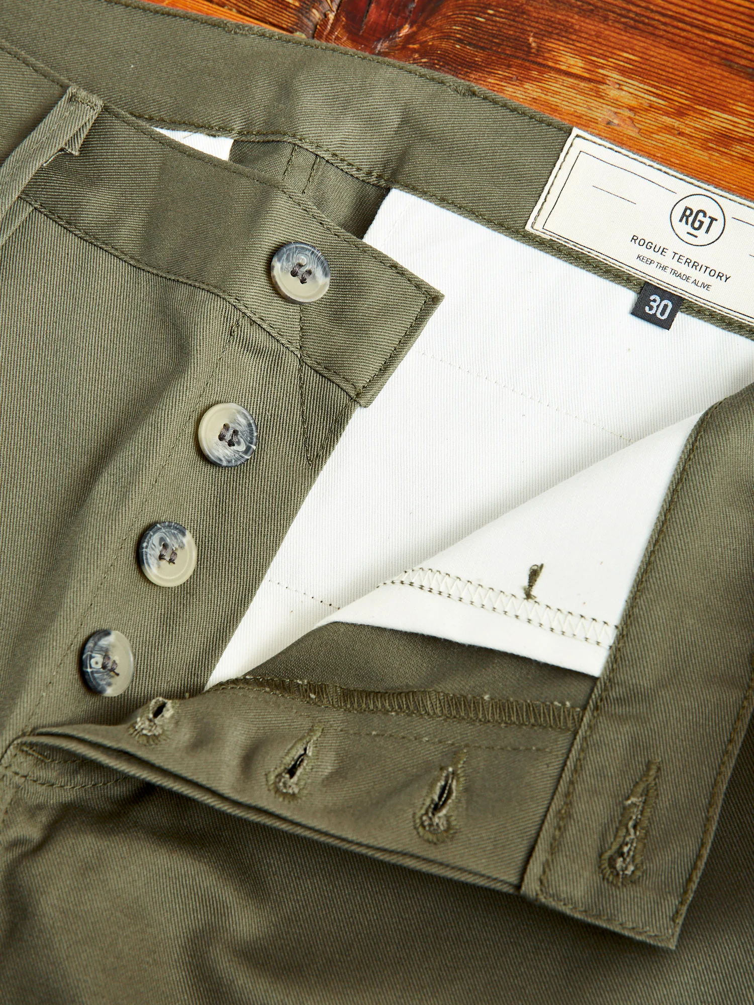 "Officer Trouser" in Olive Twill - Image 6