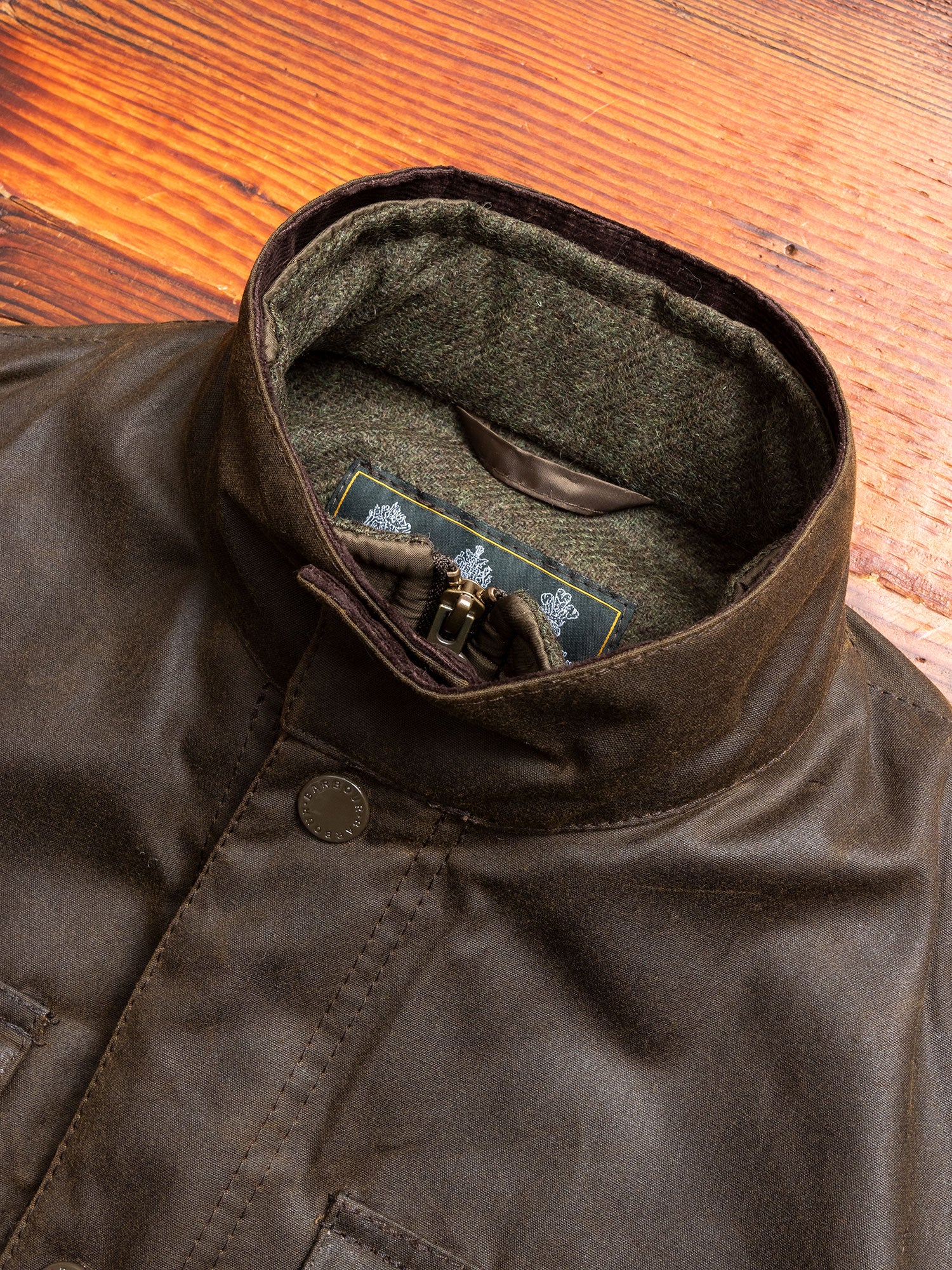 "Ogston" Wax Jacket in Olive - Image 2
