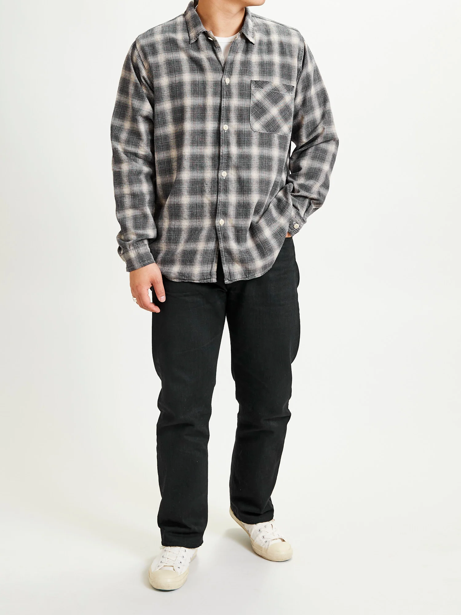 Ombre Nel Checked Flannel Shirt in Black - Image 9
