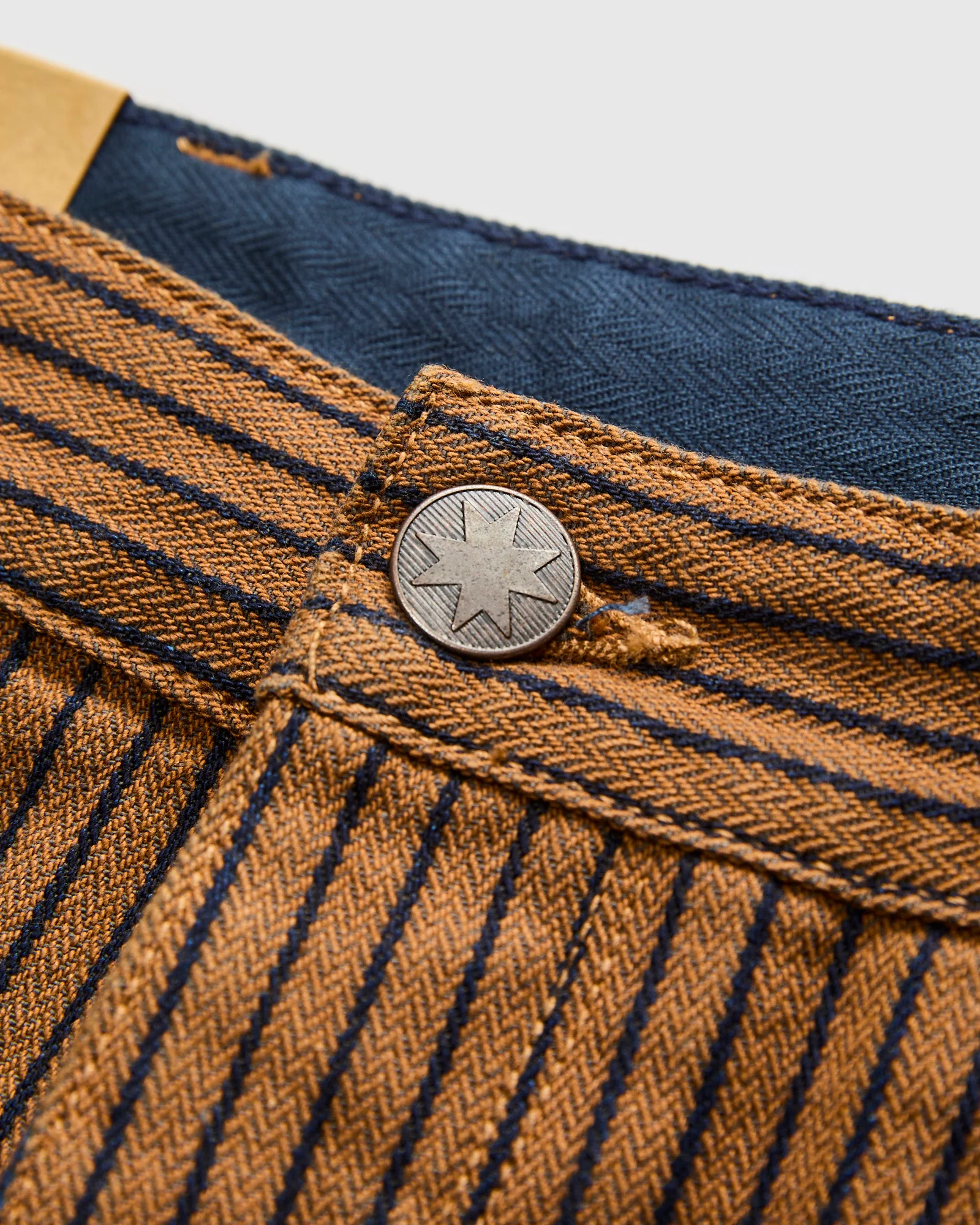 Ortega Pant in Brown Herringbone Dobby - Image 5
