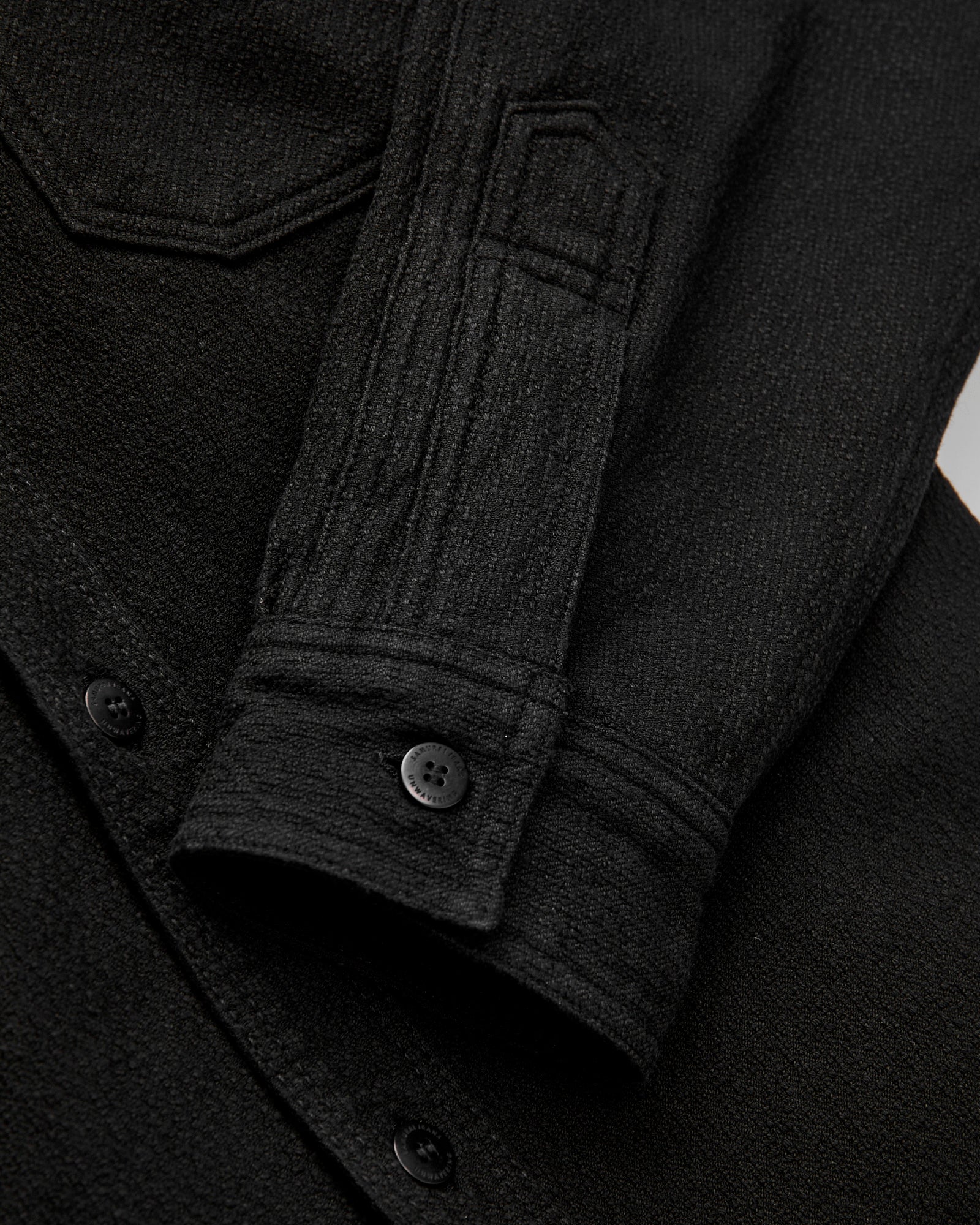 Overdyed Sashiko Flannel Workshirt in Black - Image 5