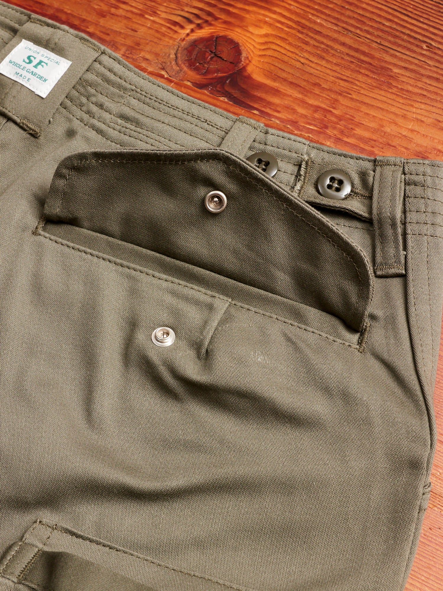 Overgrown Pants in Olive Military Satin - Image 14