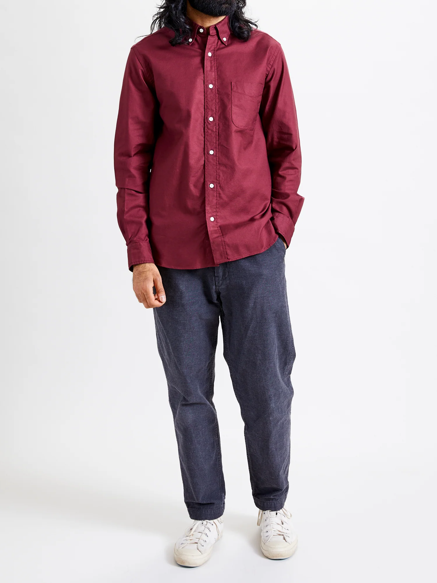 Oxford Button-Down Shirt in Burgundy - Image 8