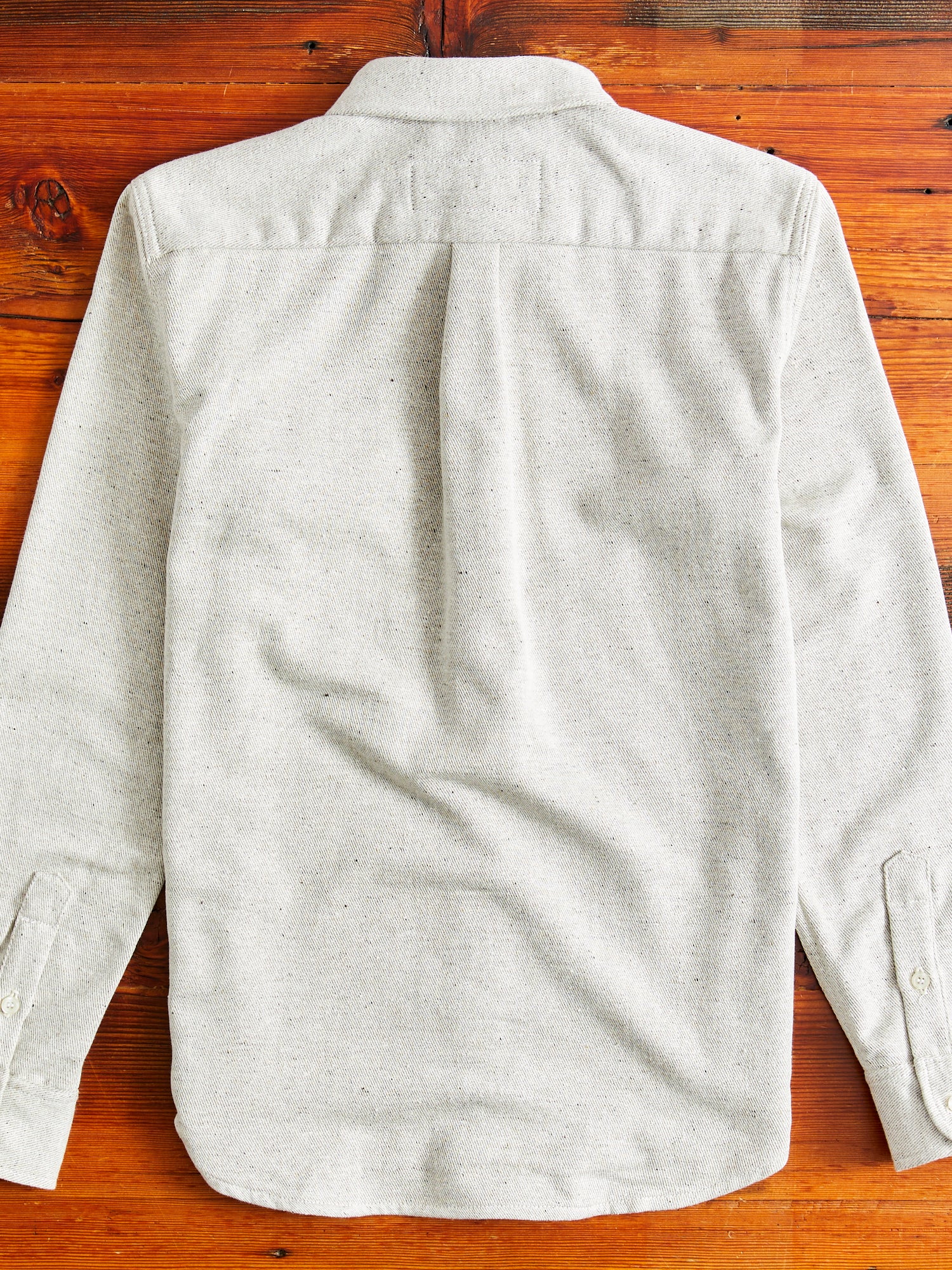 "Oxford Shirt" in Natural Reverse Brushed Flannel - Image 8